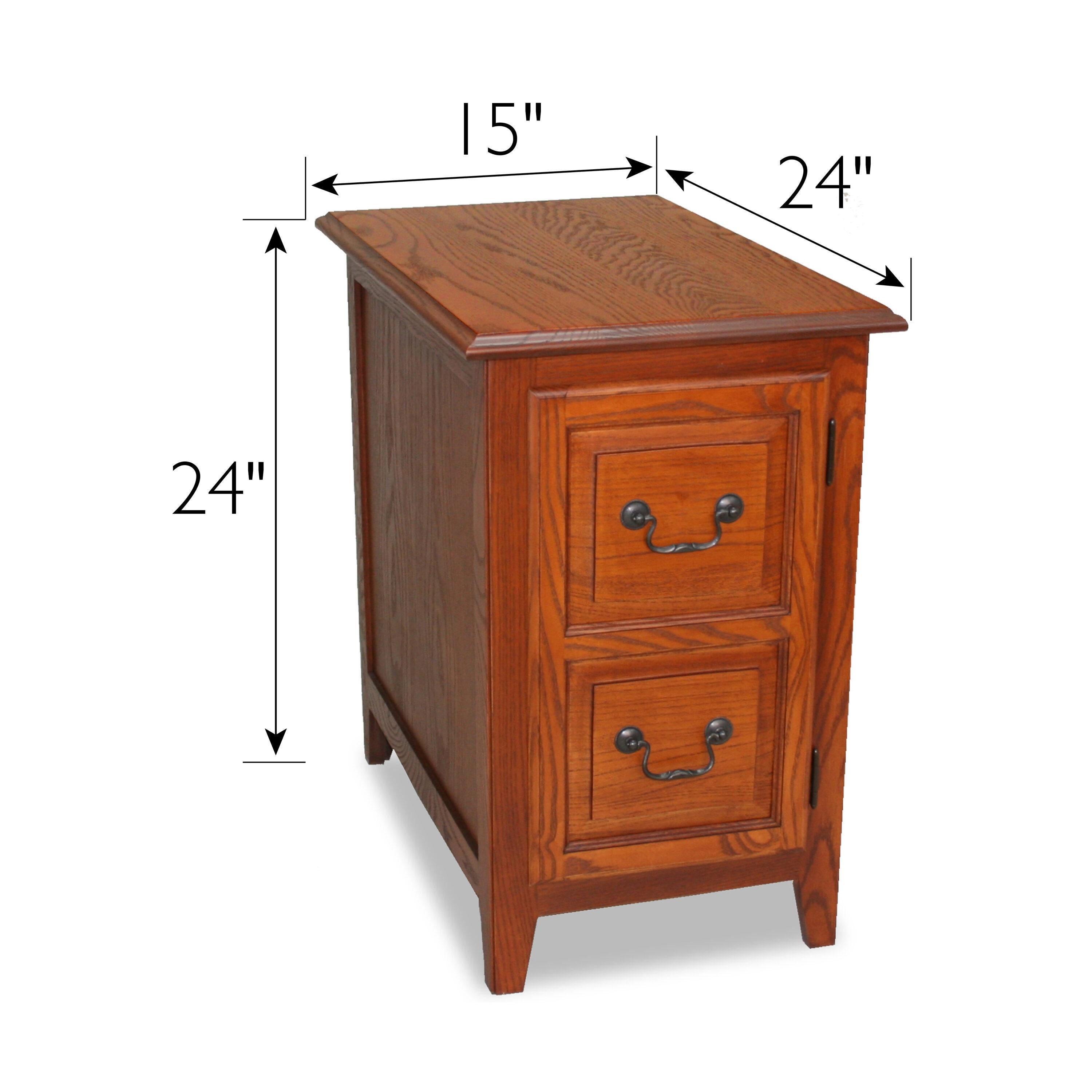 Shaker Medium Oak Solid Wood End Table with Cabinet Storage