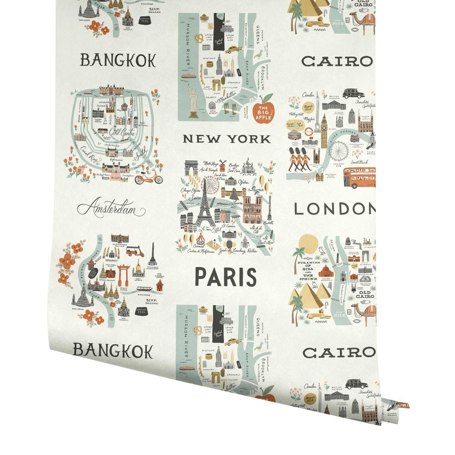 Rifle Paper Co. City Maps 27' L x 27" W Wallpaper Roll