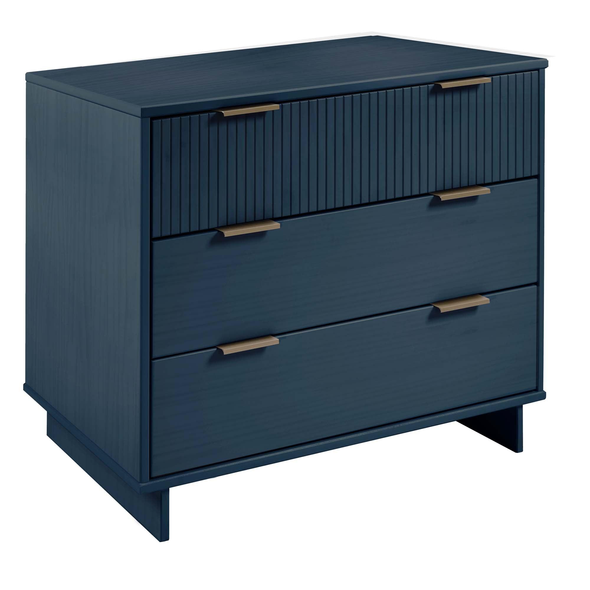 Manhattan Comfort 3pc Granville Chest with Single Dresser and Double Dresser Bedroom Set Midnight Blue: Includes Anti-Tip Hardware, Modern Style