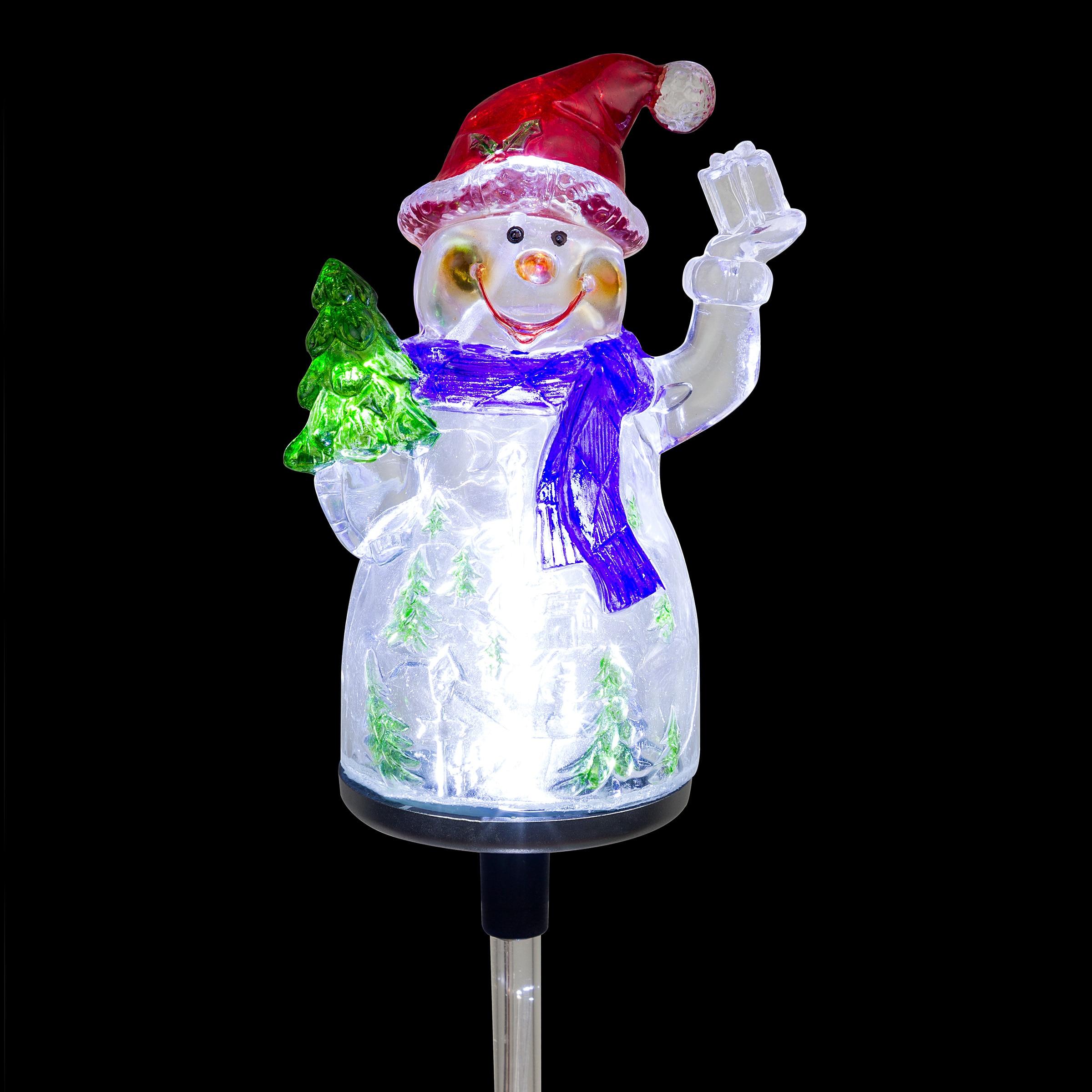 Alpine Corporation 34" Snowman Solar Powered Glass Garden Stakes (2 Pieces)