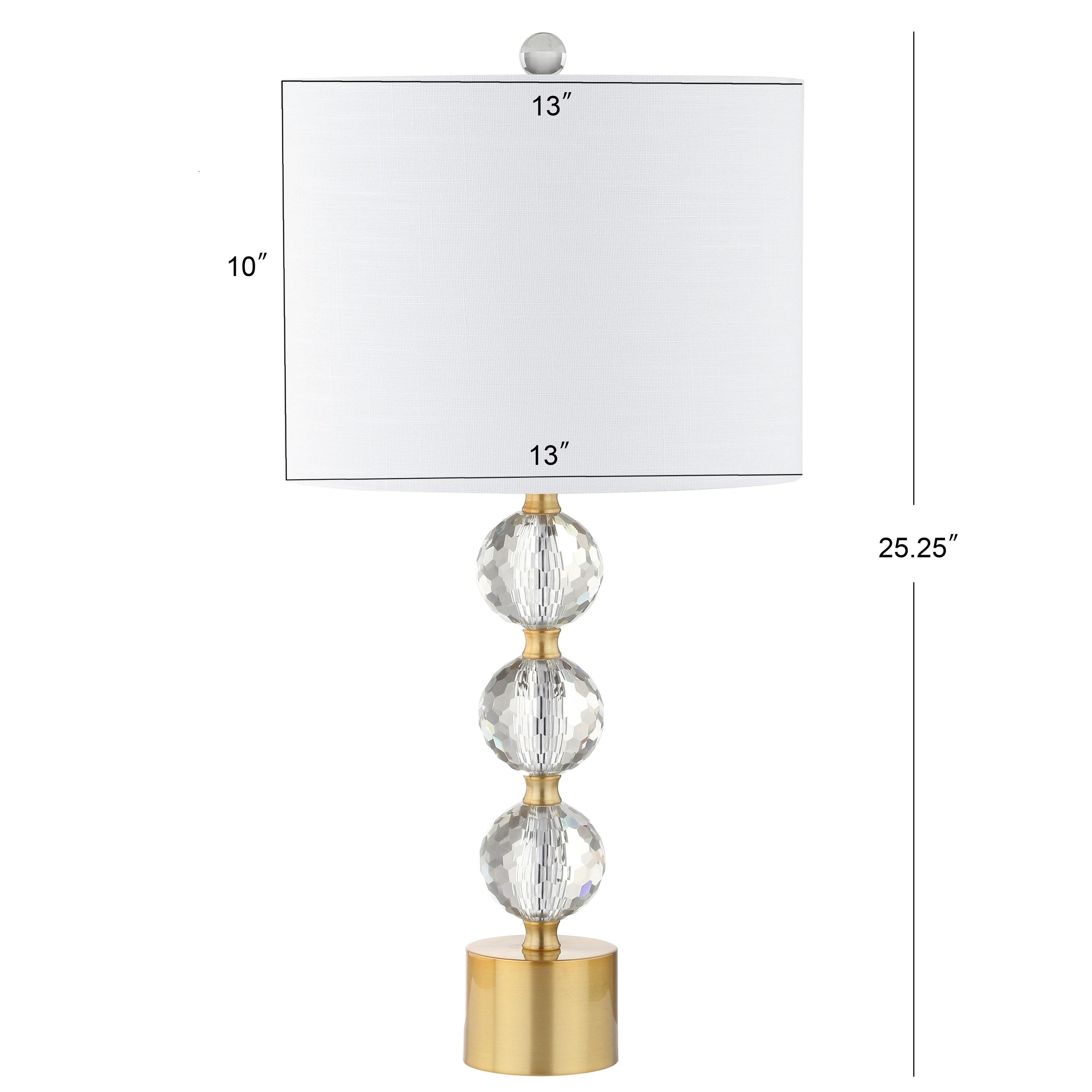 Ashley 25.25" Crystal LED Table Lamp, Clear/Brass