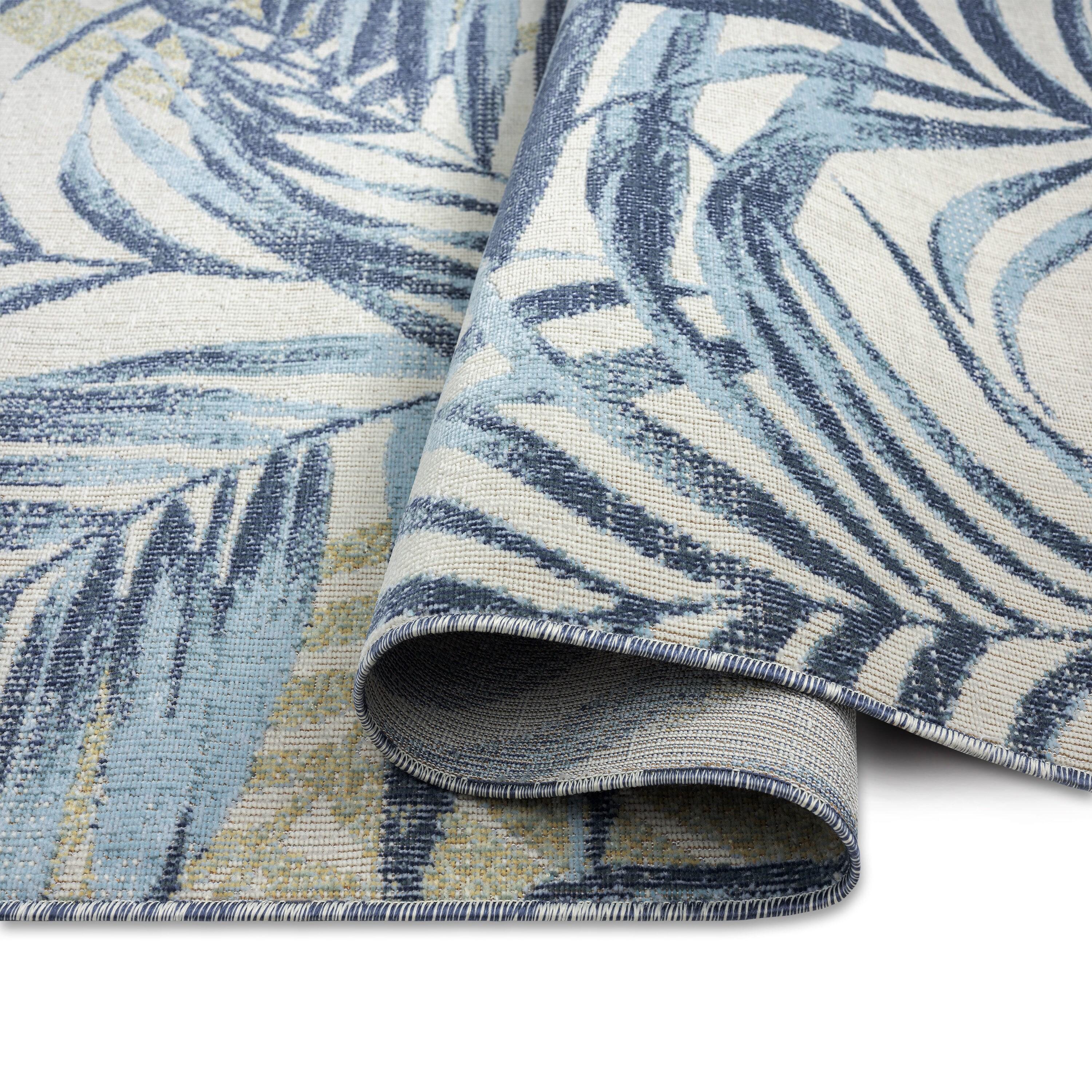 7'10" x 10'2" Malibu Palm Springs Indoor/Outdoor Rug Ivory/Aqua Blue - Tommy Bahama
