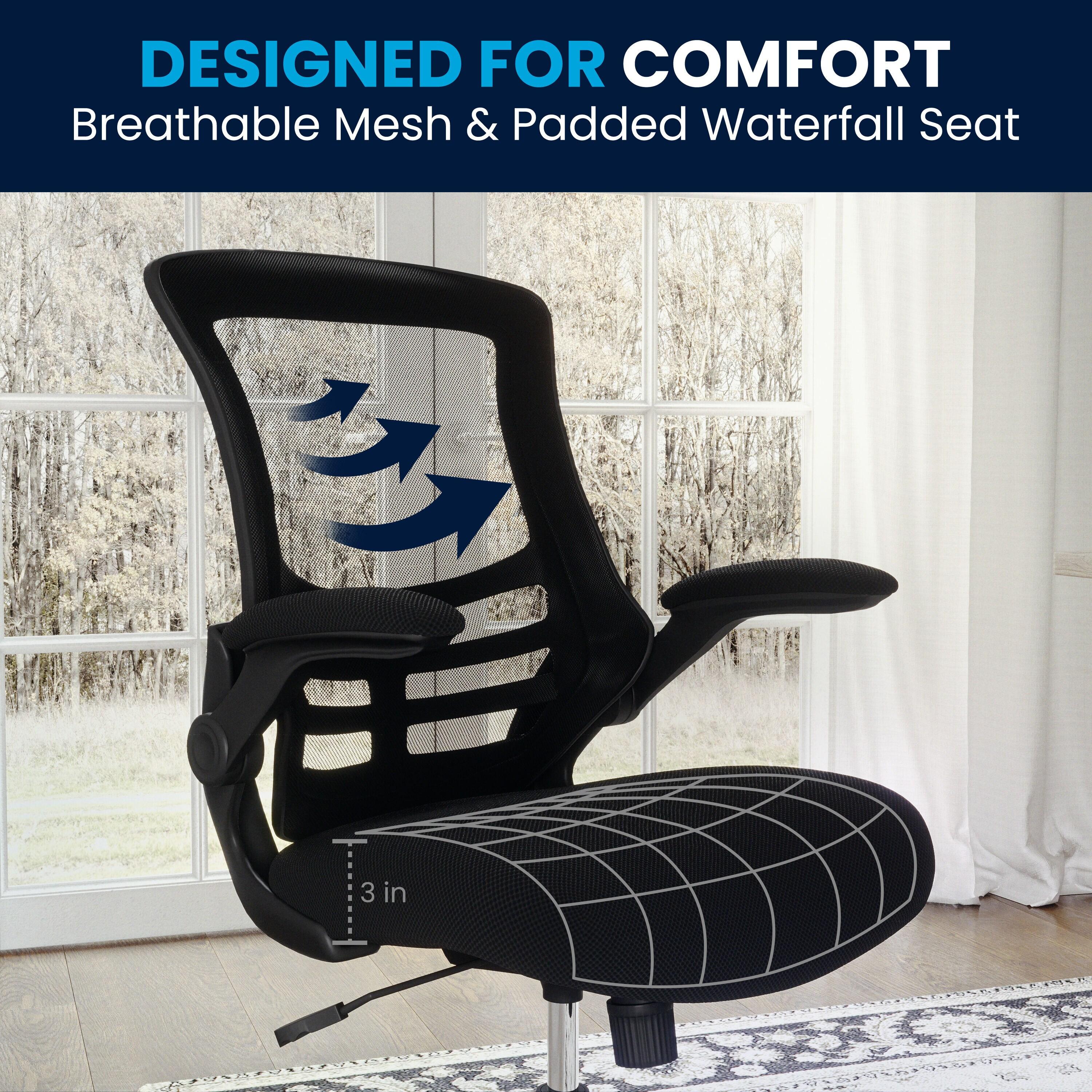 Jayetta Mid-Back Mesh Swivel Ergonomic Office Chair with Flip-Up Arms