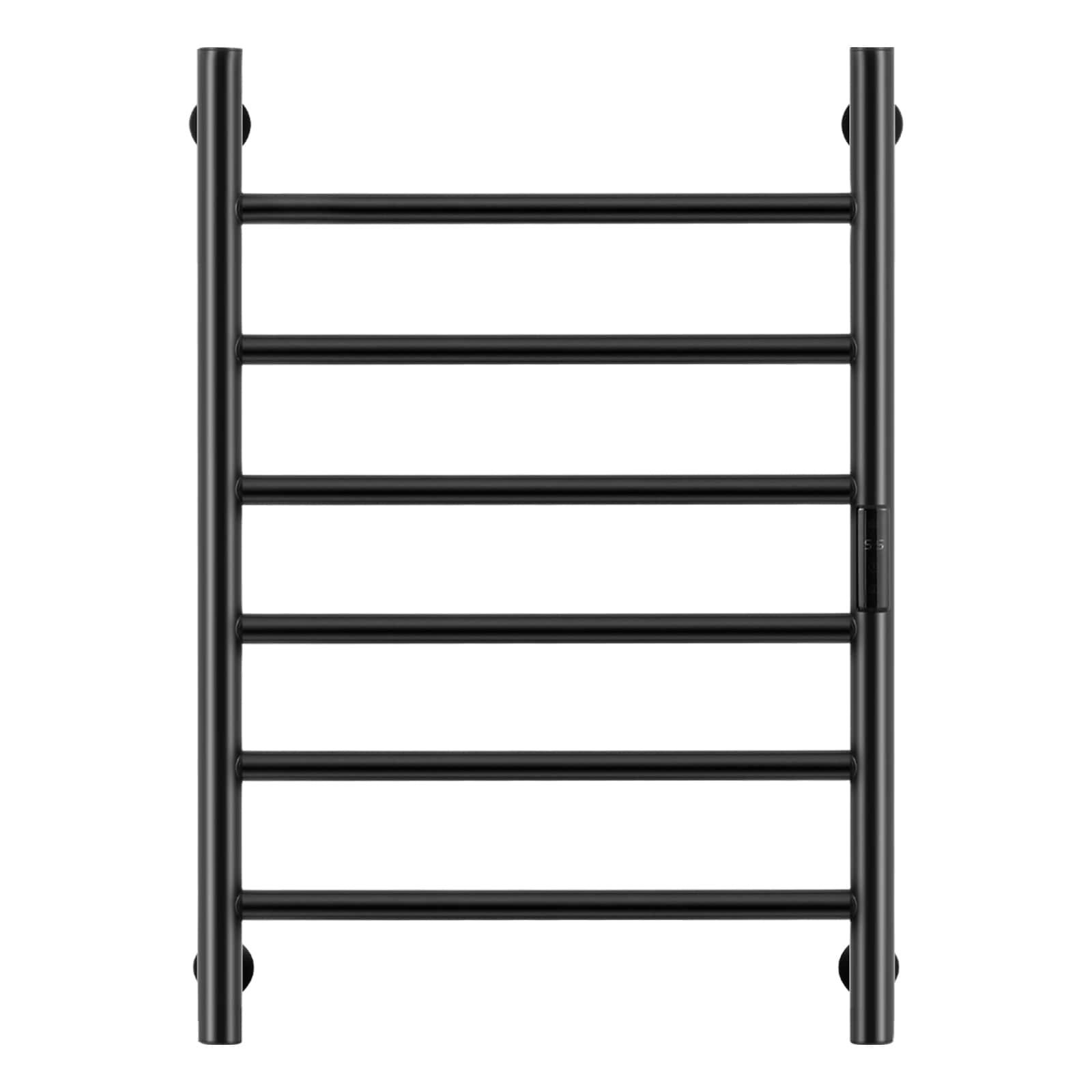 VEVOR 6 Bars Towel Warmer Rack, Wall Mounted Heated Towel Rack for Bathroom, IPX5 Waterpoof Towel Heater Rack with Timer & Display Screen, Black