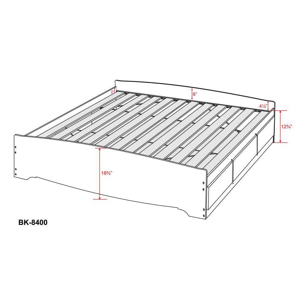 King Mate's Platform Storage Bed with 6 Drawers Espresso - Prepac: King-Sized, Laminated Finish, Pine Wood