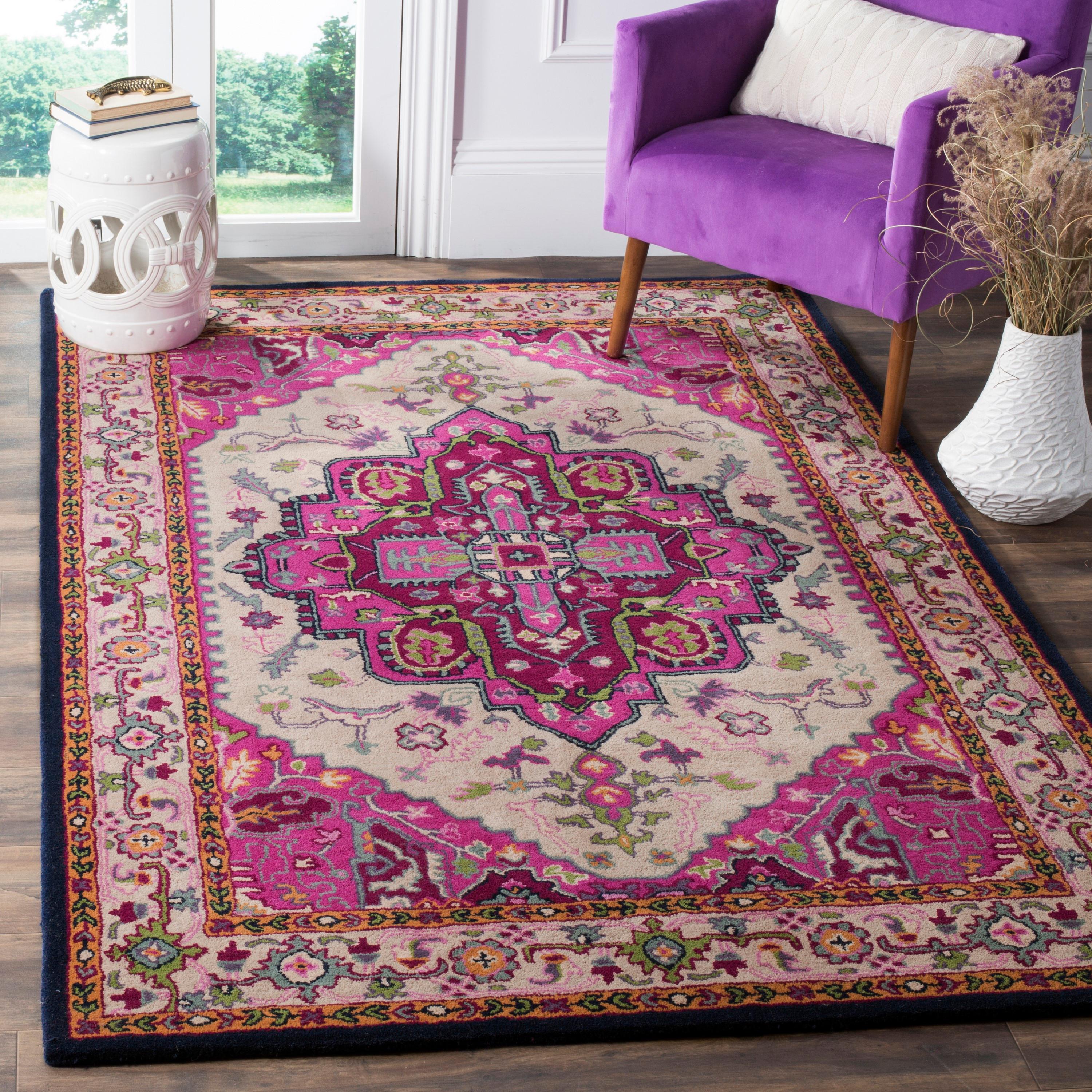 Bellagio BLG541 Hand Tufted Area Rug - Ivory/Pink - 8'9"x11'9" - Safavieh..