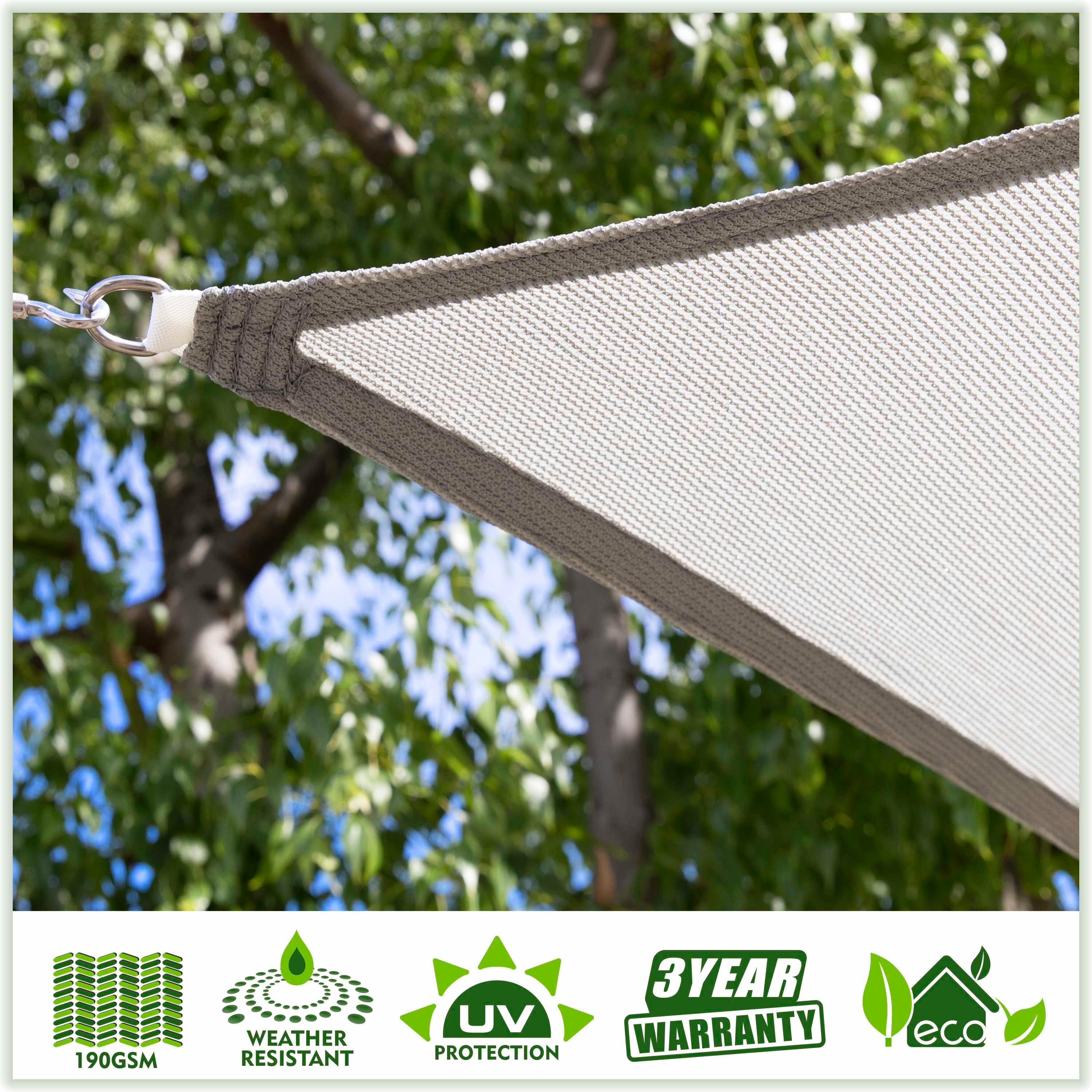 ColourTree 16' x 20' Grey Rectangle - CTAPR1620 Sun Shade Sail Canopy Mesh Fabric UV Block UPF50 - Commercial Heavy Duty - 190 GSM - 3 Years Warranty