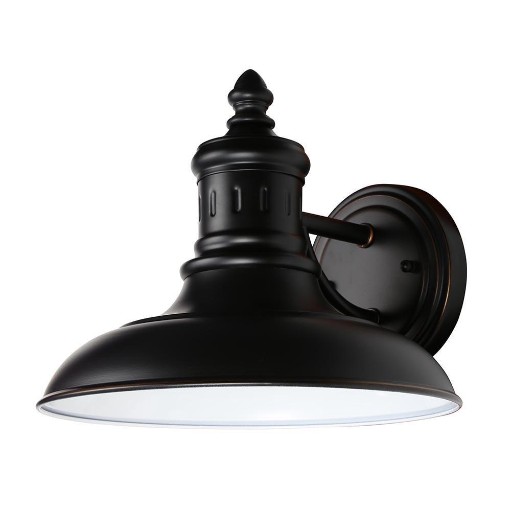 Design House 516732 Monterey Industrial Modern 1-Light Indoor/Outdoor Wall Mount with Metal Shade for Porch Entryway Barn, Oil Rubbed Bronze