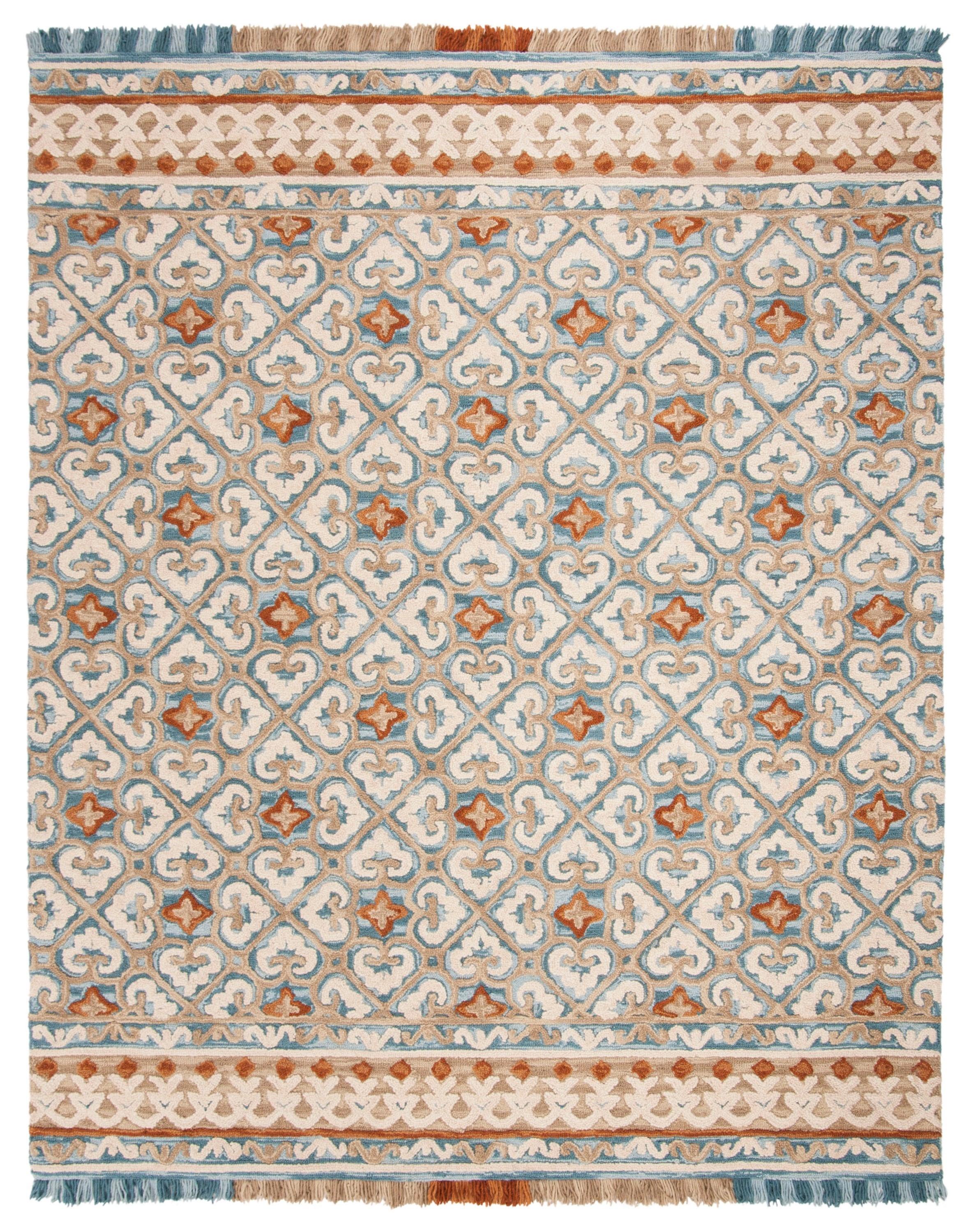 Blossom BLM420 Hand Tufted Area Rug - Ivory/Blue - 8'x10' - Safavieh.