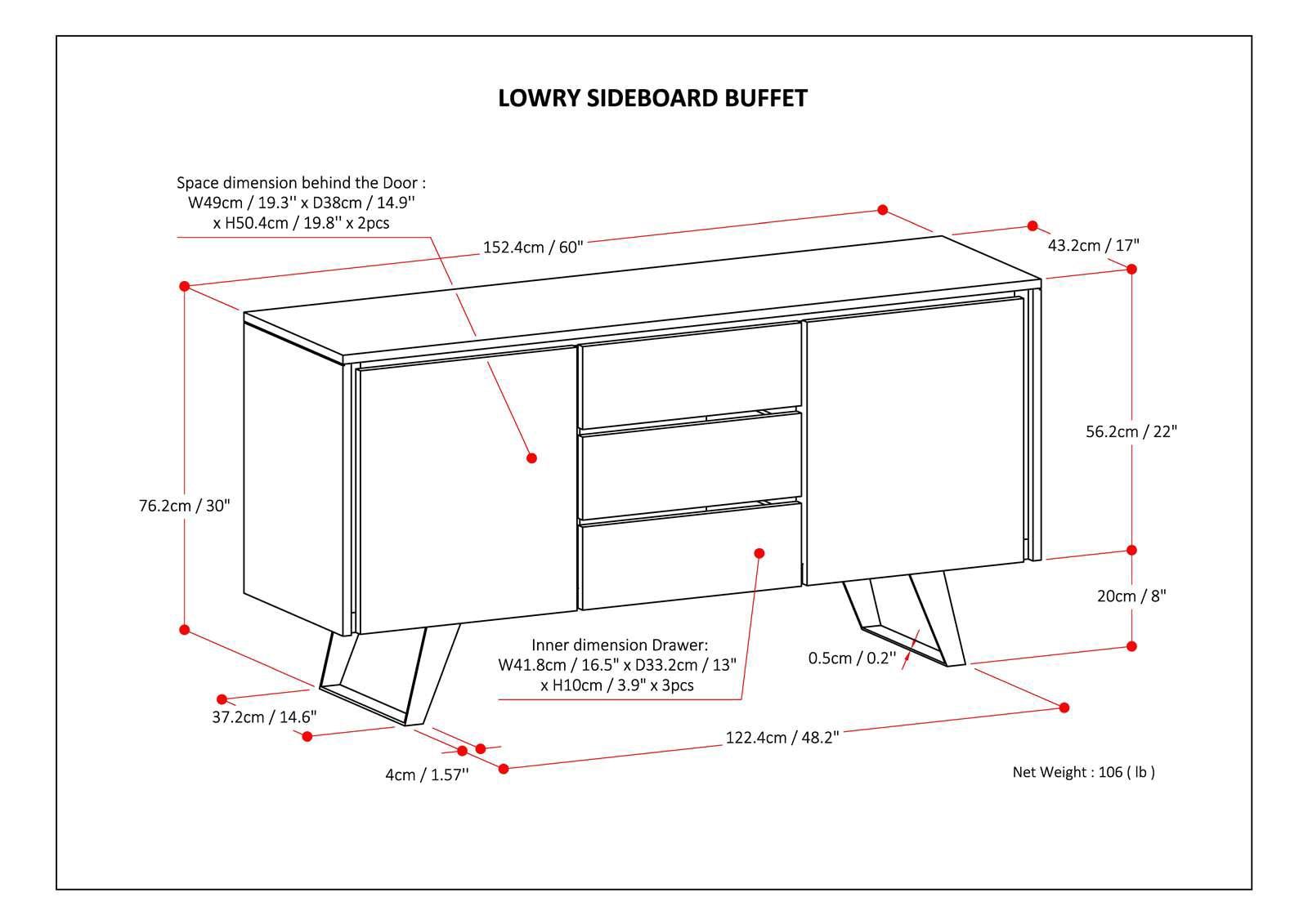 Simpli Home Lowry Sideboard Buffet