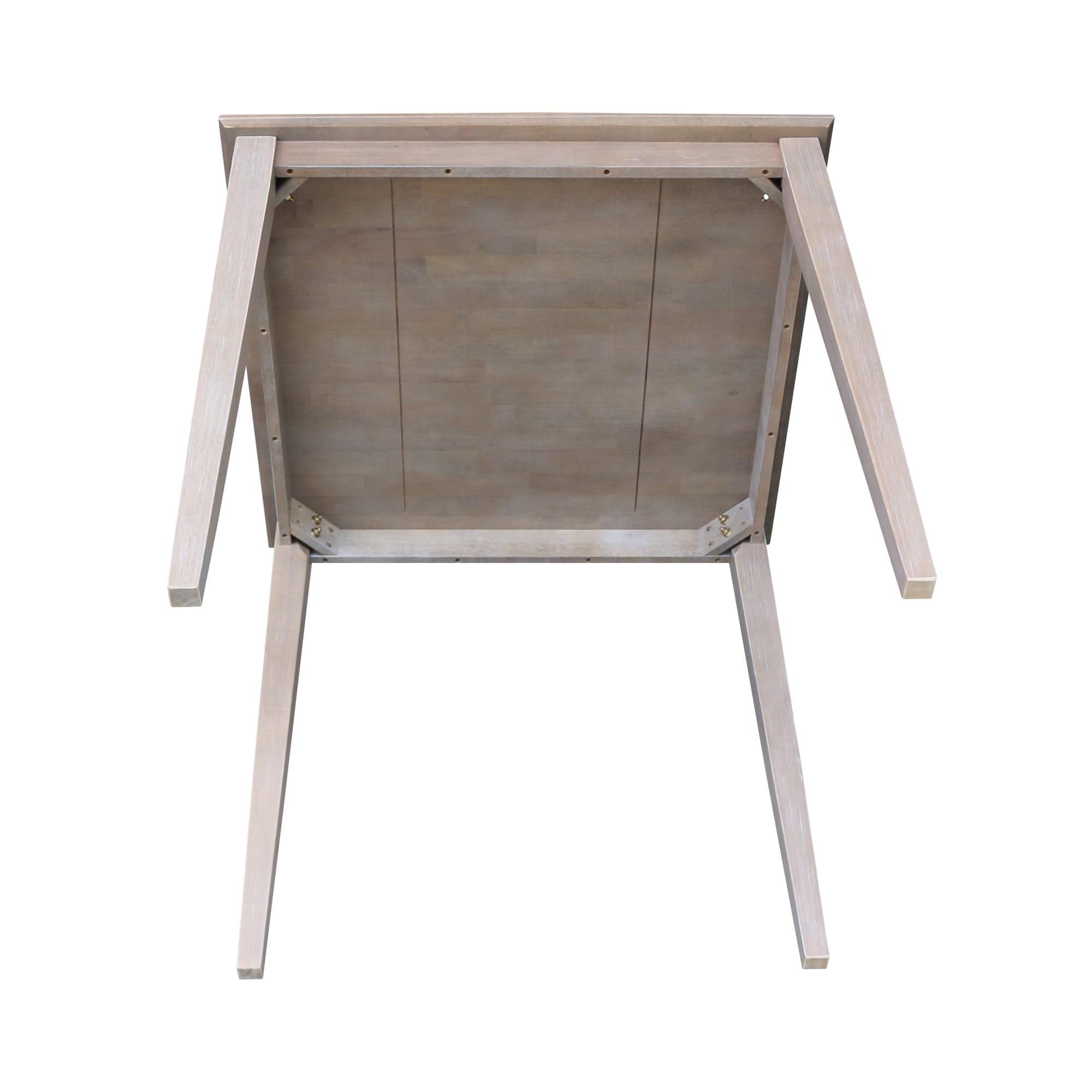 Solid Wood 30" X 30" Counter Height Table Washed Gray Taupe - International Concepts: Parawood, Square, Pedestal Base