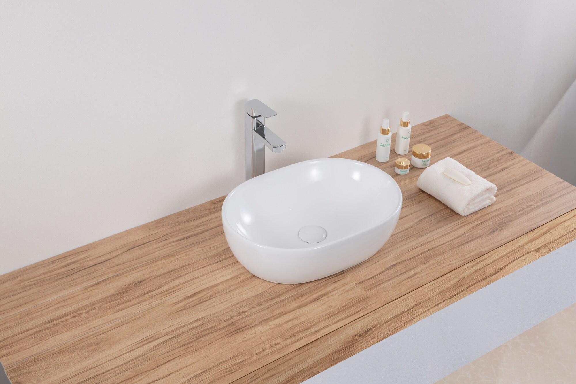Ruvati RVB0419 Ruvati inch Bathroom Vessel Sink White Oval Above Counter Vanity Porcelain Ceramic