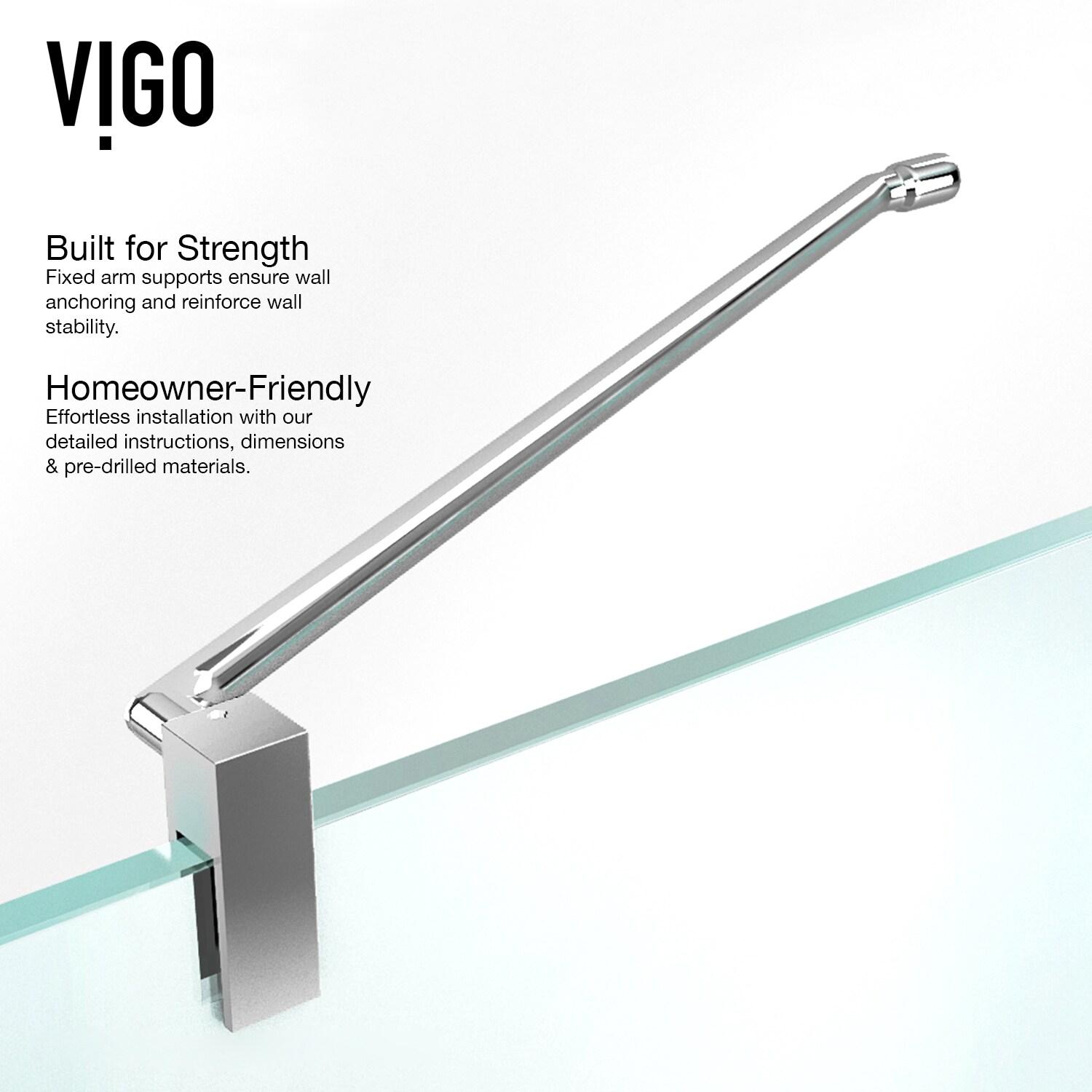 VIGO Monteray 46" W x 30" D x 73" H Hinged Frameless Shower Enclosure with 3/8  Clear Glass VG6011CHCL48