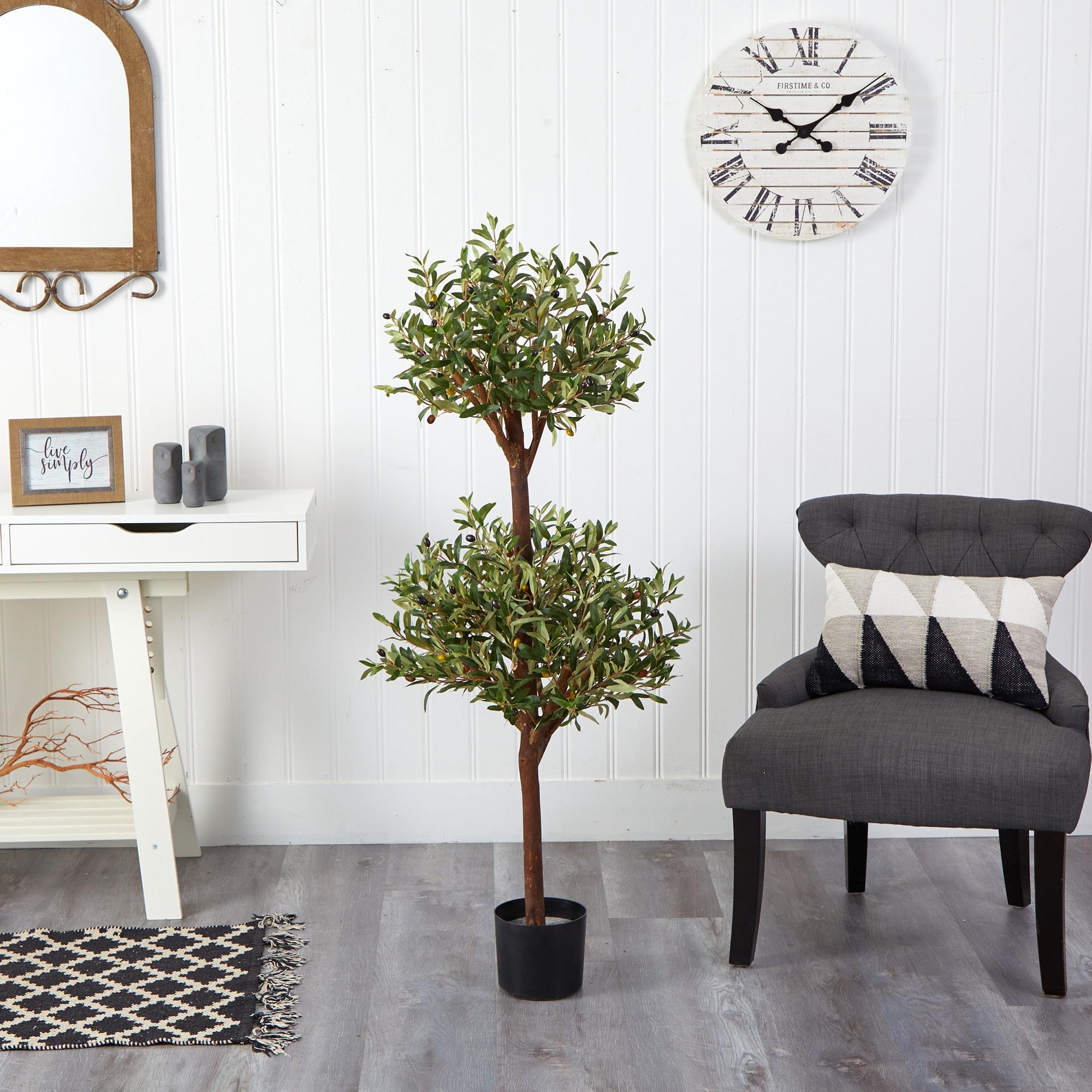 Primrue 4.5ft. Olive Double Topiary Silk Tree
