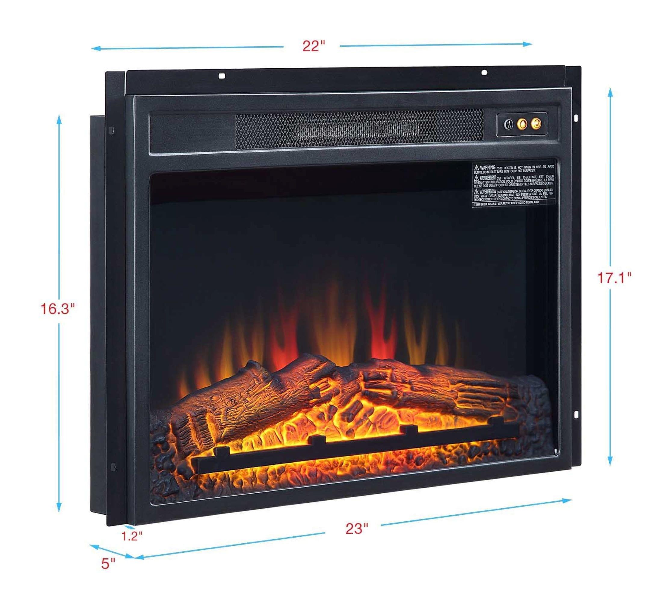 Manhattan Comfort Electric Metal Fireplace Box Insert in Black