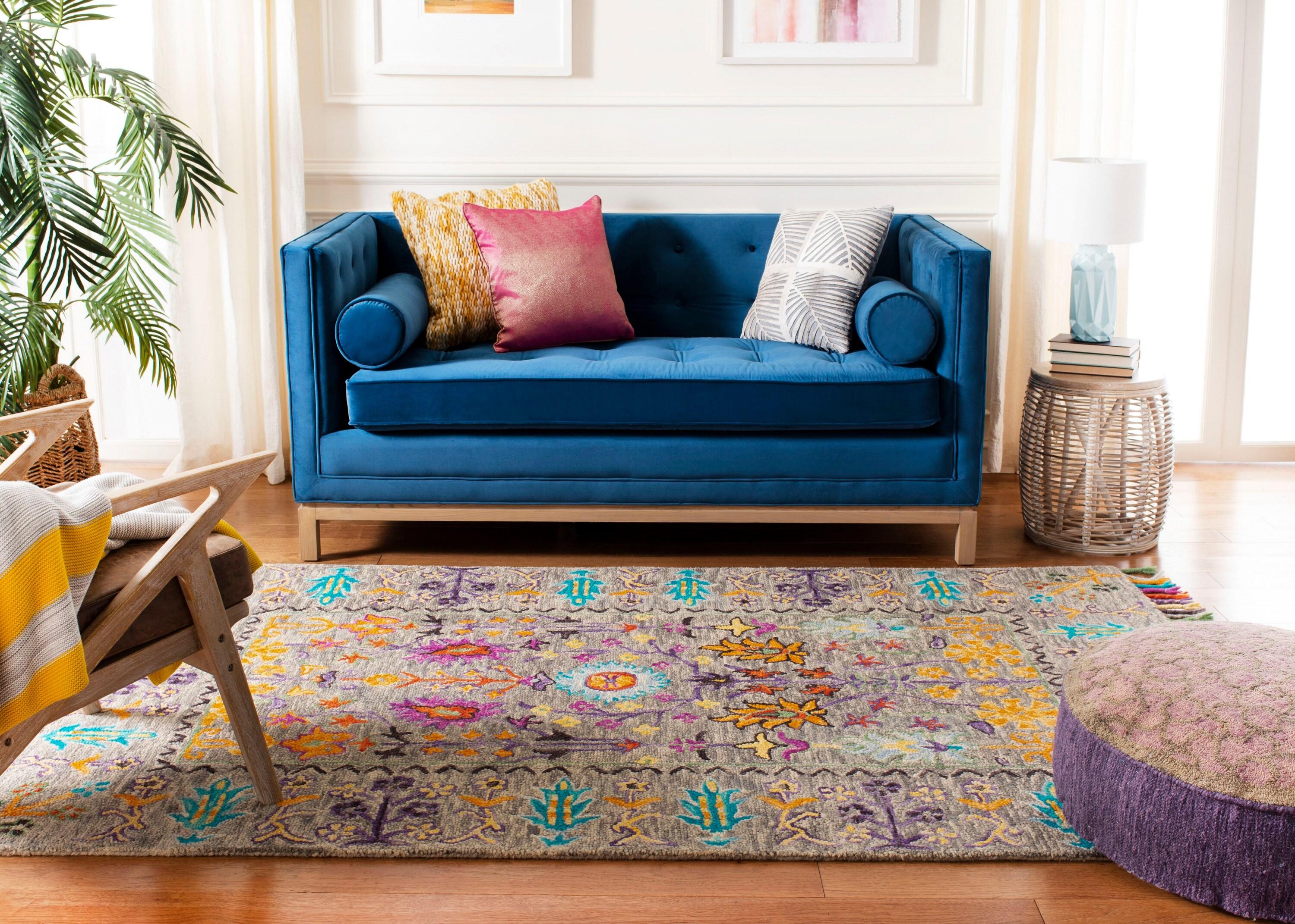 Blossom BLM453 Hand Tufted Indoor Accent Rug - Grey/Multi - 3'x5' - Safavieh