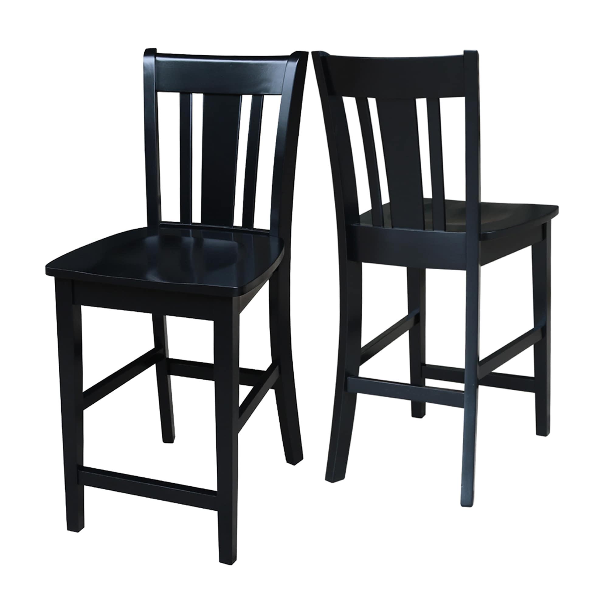 24" San Remo Counter Height Barstool Black - International Concepts: Solid Wood, Traditional Square Design, Durable Parawood