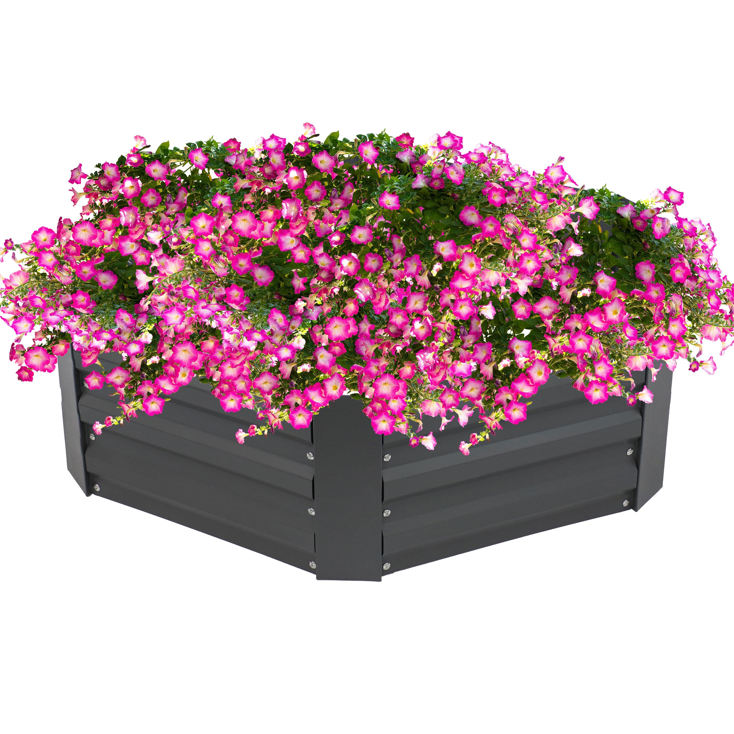Sunnydaze Galvanized Steel Hexagon-Shaped Raised Garden Bed - Gray