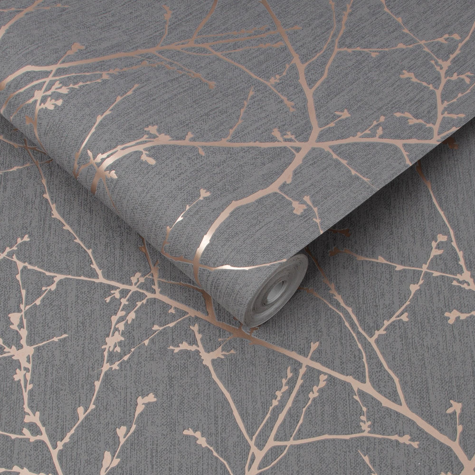 Innocence Charcoal and Copper Wallpaper