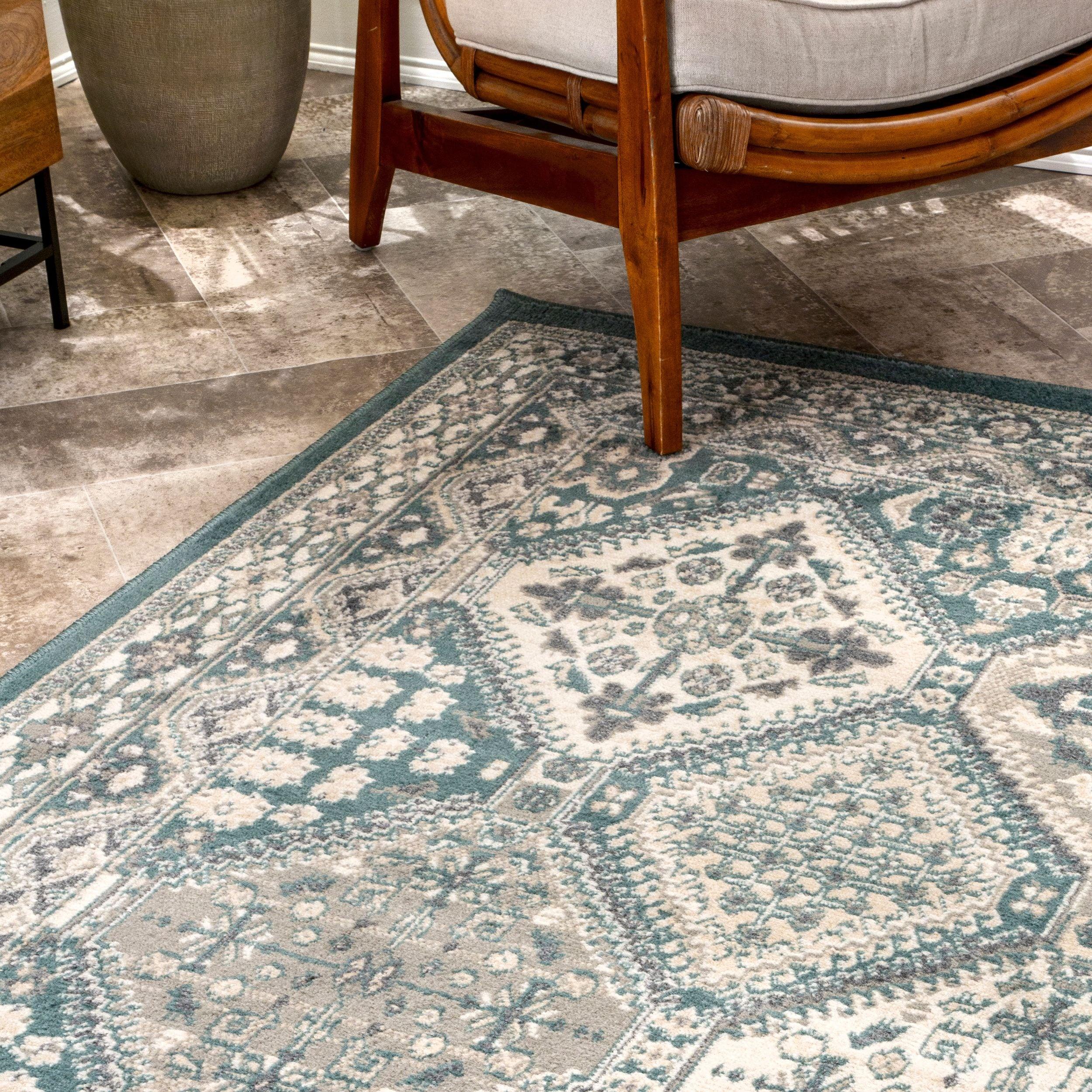Nuloom 2x8 Becca  Tiled Indoor Area Rug, Blue, Faded Transitional Design, Stain Resistant, BedroomLiving Room, Kitchen,