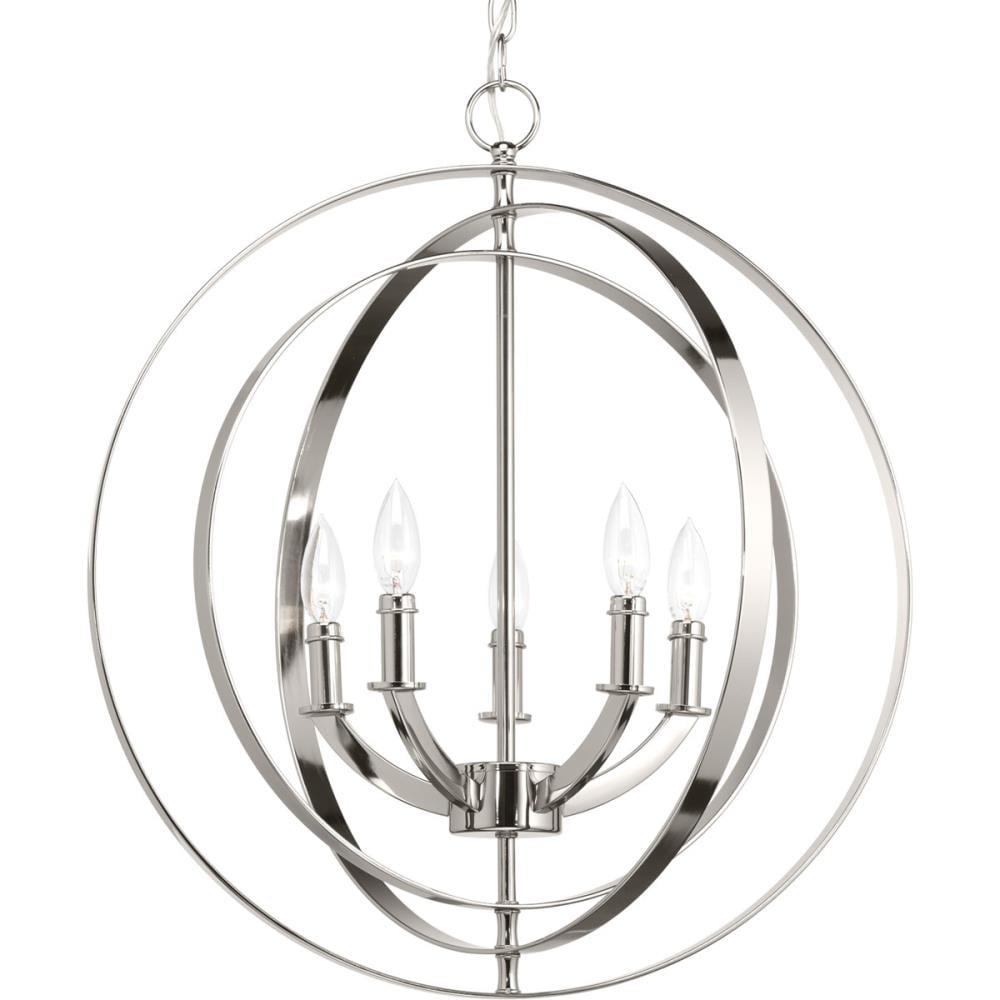 Progress Lighting Equinox 5-Light Chandelier Pendant, Steel, Polished Nickel, No Shade