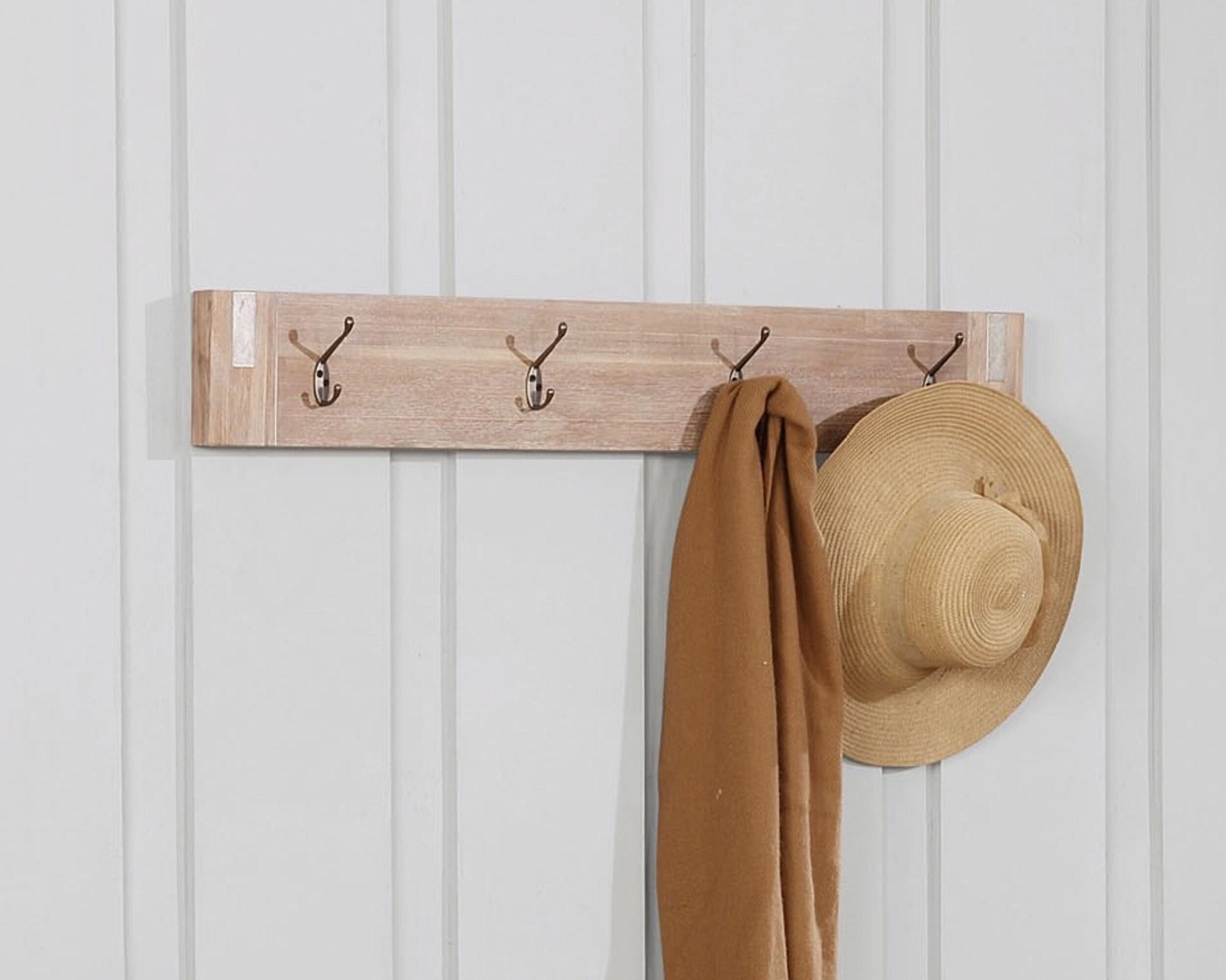 40" Wide Woodstock Acacia Wood with Metal Inset Coat Hook Brushed Driftwood - Alaterre Furniture: Wall Mounted, Entryway Storage, 4 Hooks