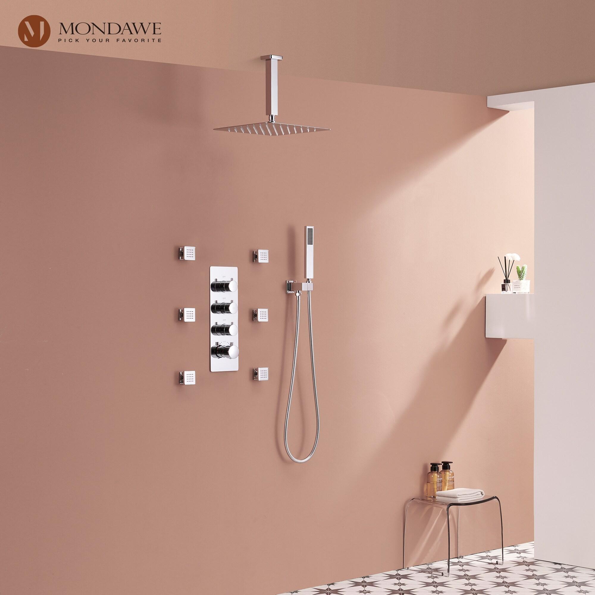 Herathena 3 Functions Ceiling Mounted Luxury Shower System with 6 Body Jets (Rough-in Valve Included)