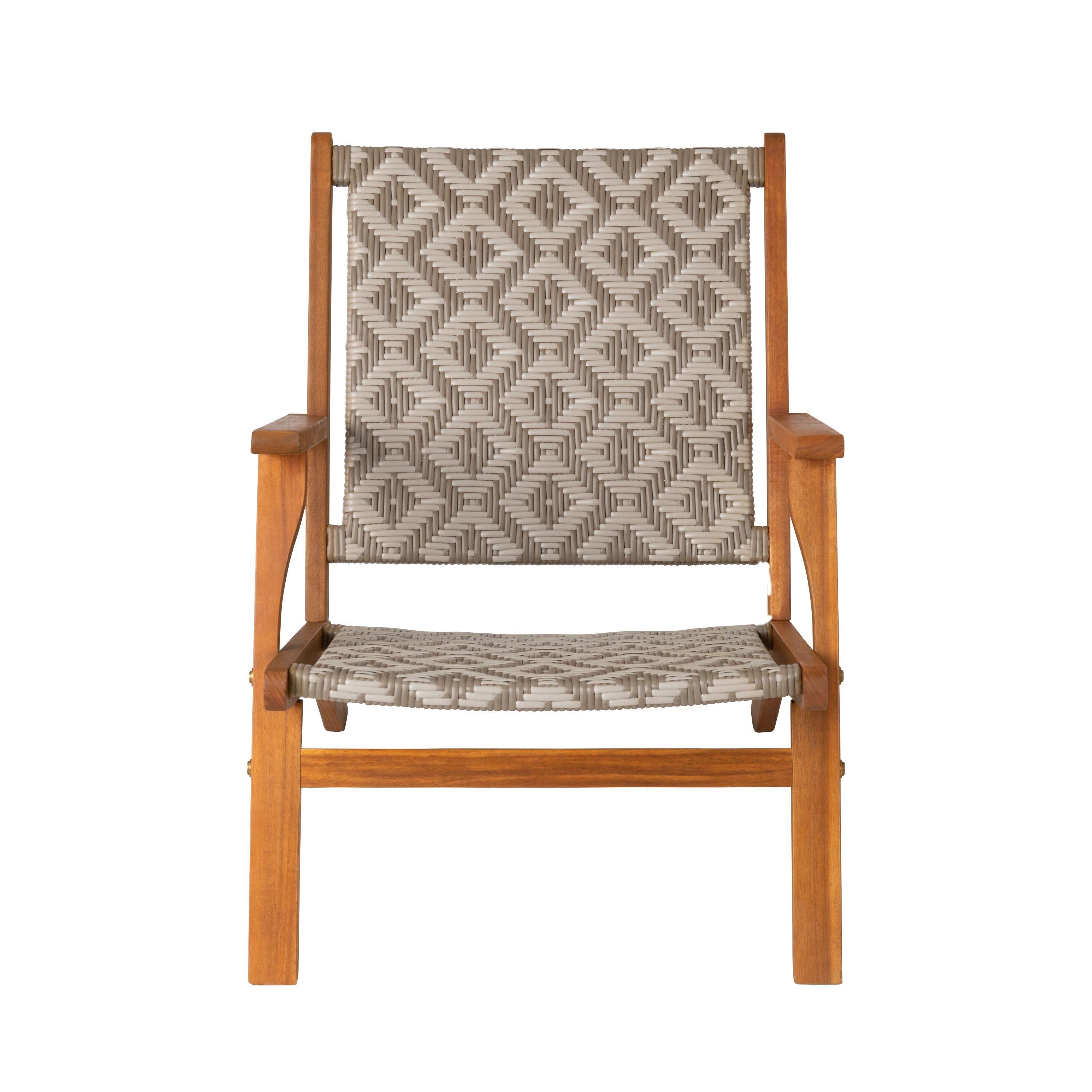 Balkene Home Patio Sense Vega Natural Stain Chair ,Acacia Wood Construction ,Woven Web Seat- Navy Blue Cording