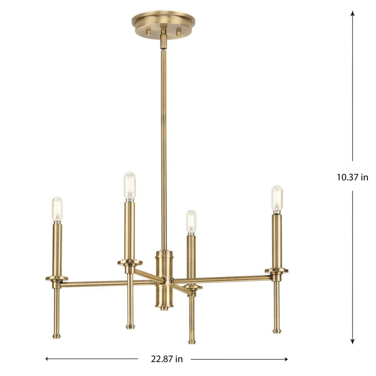 Progress Lighting Elara 4-Light Chandelier, Vintage Brass, Clear Glass Shades