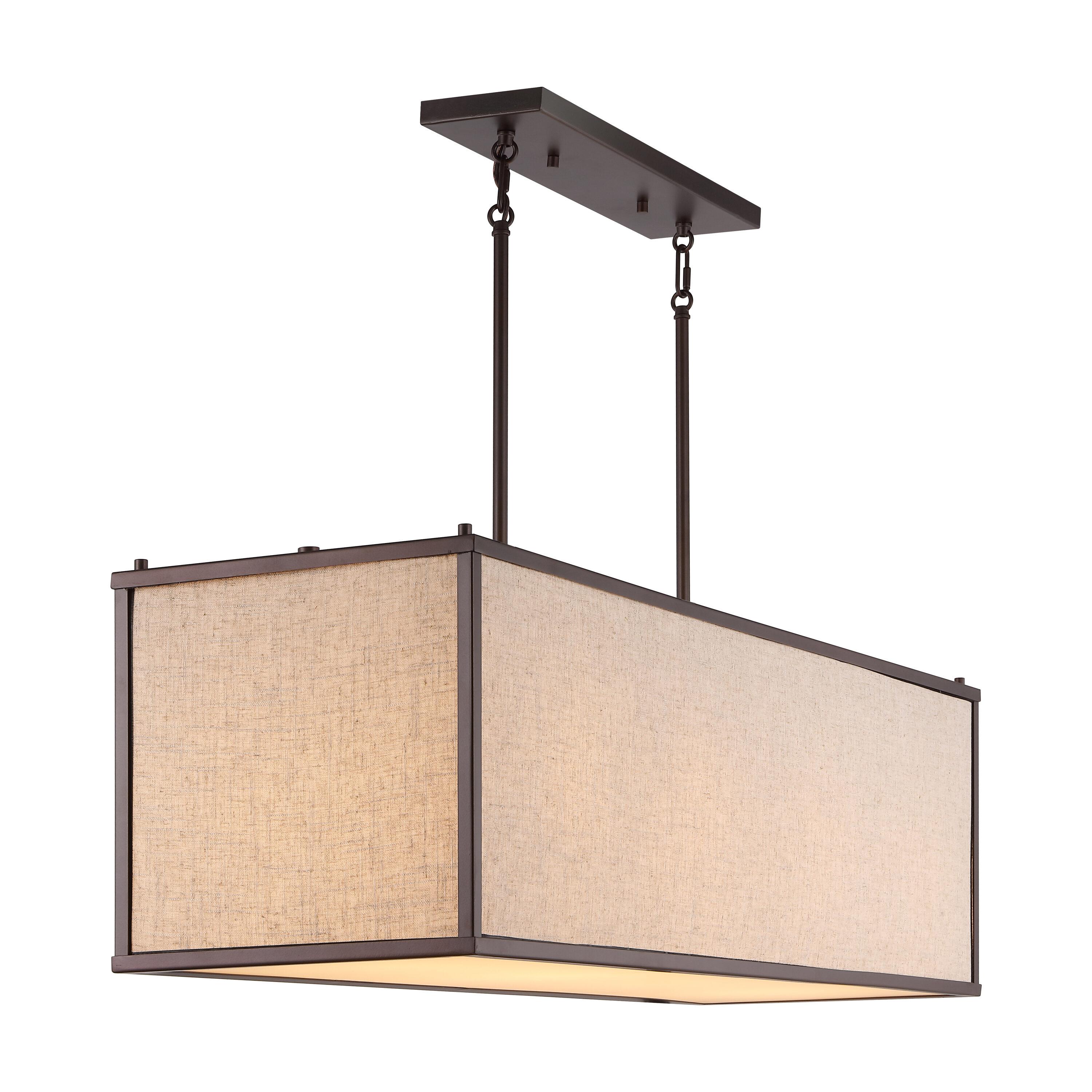 JONATHAN Y JYL1312A Cole 42" 4-Light Rectangular Linen Iron Linear LED Pendant, Farmhouse, Industrial, Coastal, Contemporary, Modern, Minimalist for Bedroom, Living Room, Office, Oil Rubbed Bronze