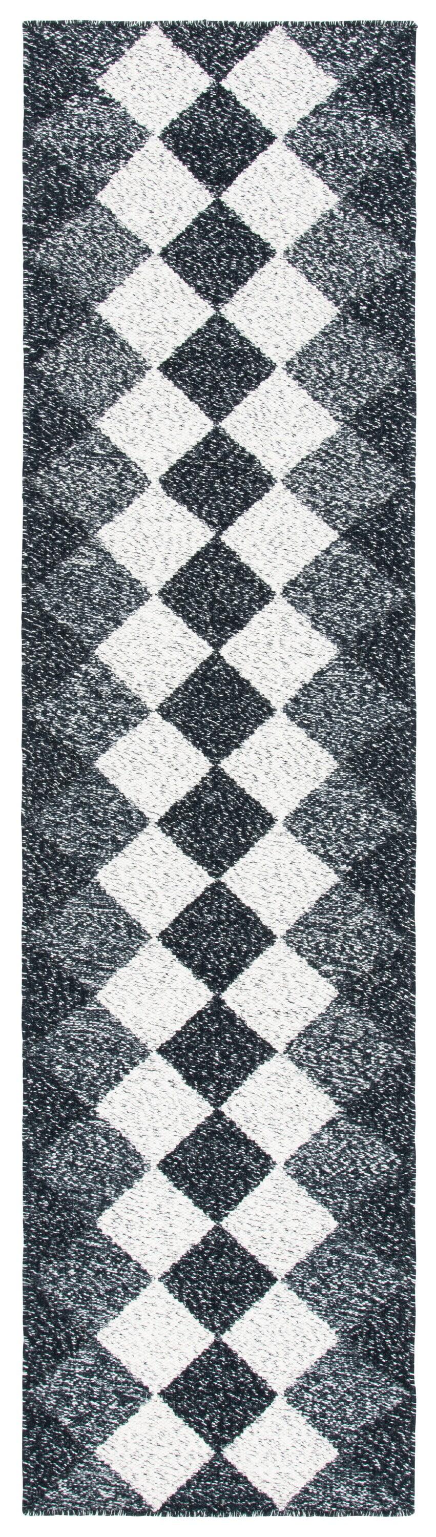 Kilim KLM152 Hand Woven Runner Rug - Black/Ivory - 2'3"x9' - Safavieh.