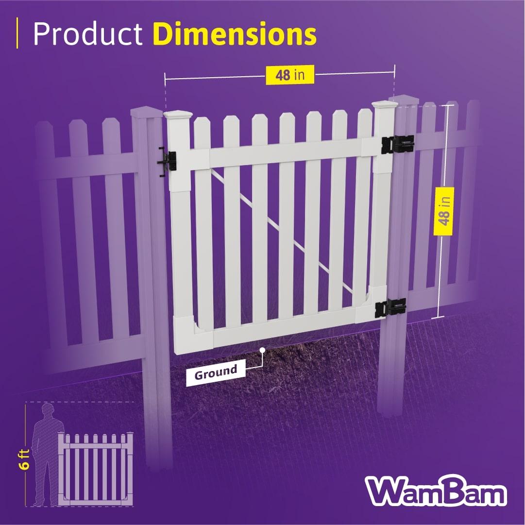 WamBam 4 ft. H x 4 ft. W Traditional Picket Gate
