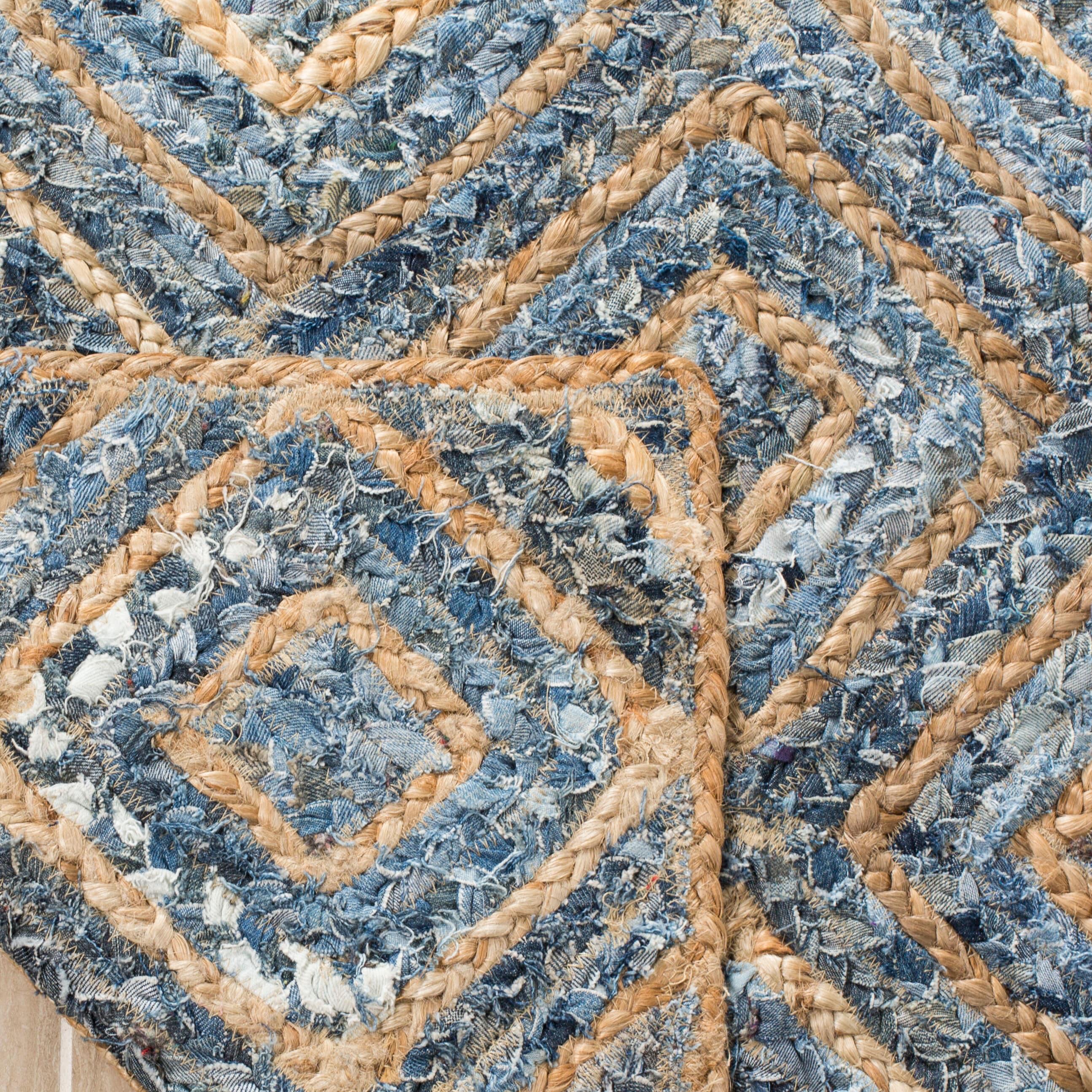 Cape Cod CAP354 Woven Indoor Area Rug - Natural/Blue - 4'x4' - Safavieh