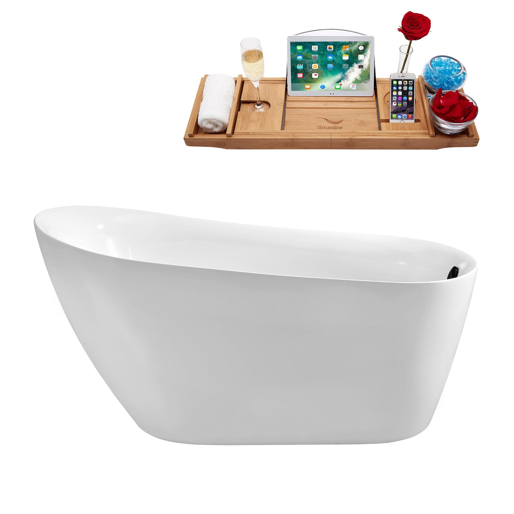 Streamline Bath 1300 mm x 800 mm Freestanding Roll Top Bathtub N2040WH