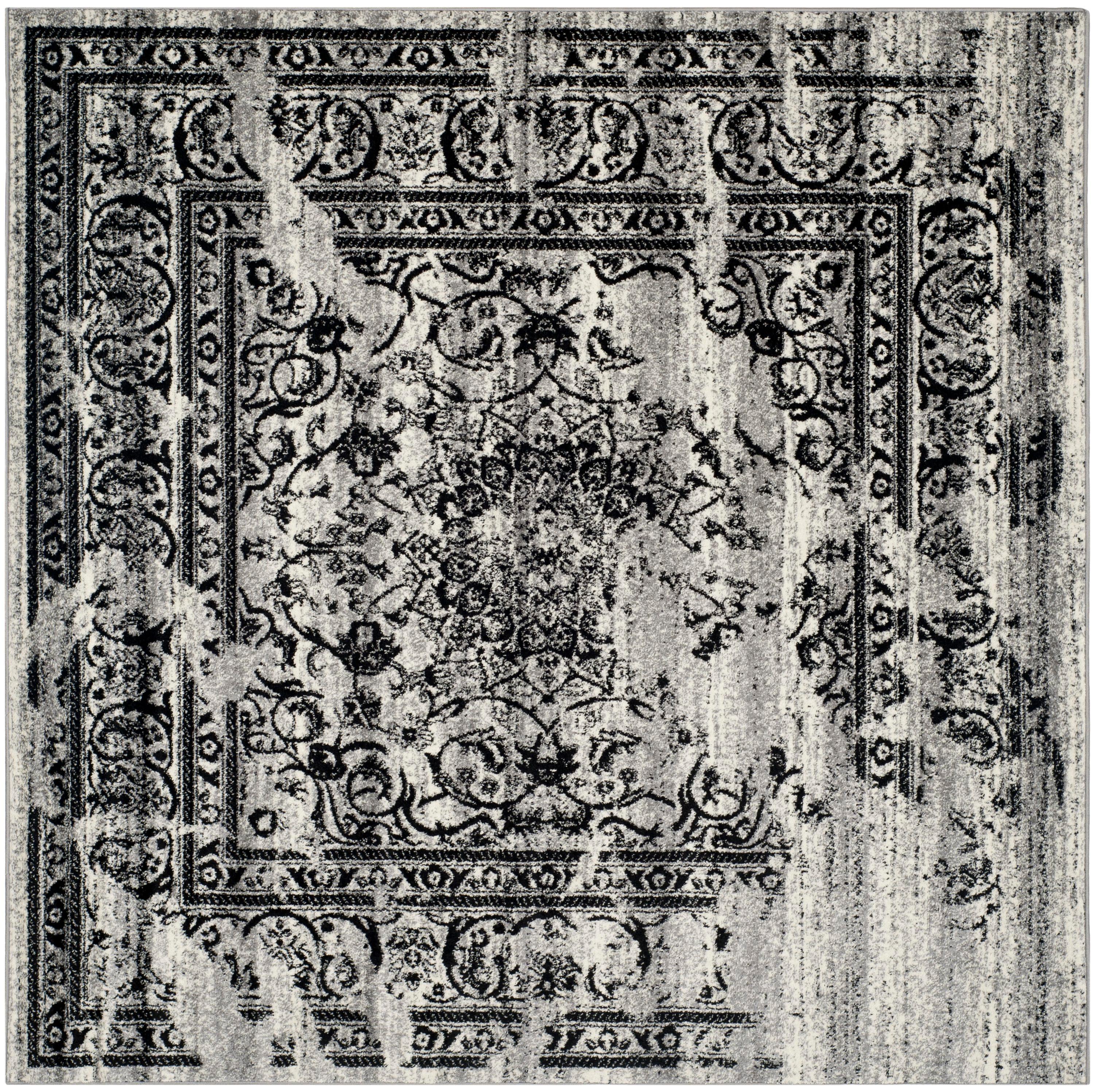 Adirondack ADR101 Power Loomed Area Rug - Silver/Black - 8'x8' - Safavieh.