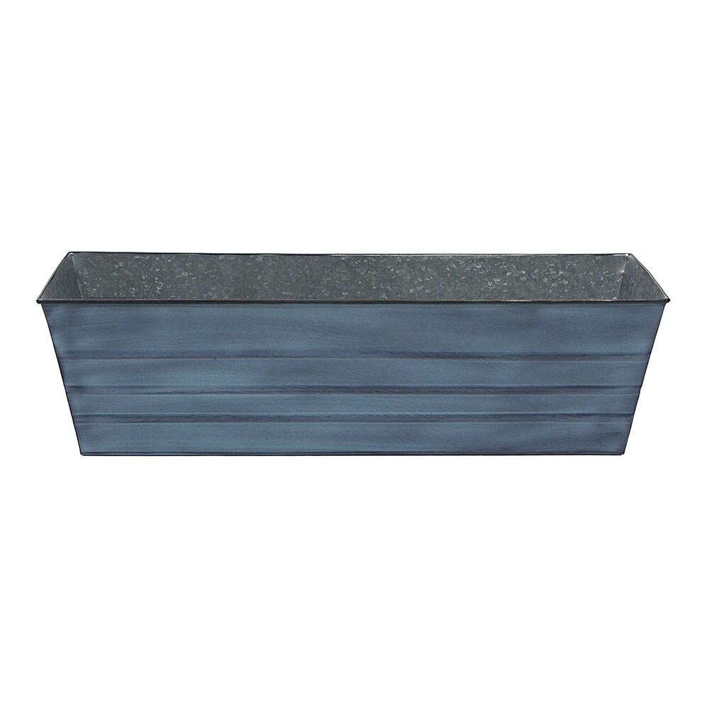 35.25" Large Galvanized Steel Flower Box Planter Nantucket Blue - ACHLA Designs: Wall-Mountable, Patina Finish, Rolled Edge