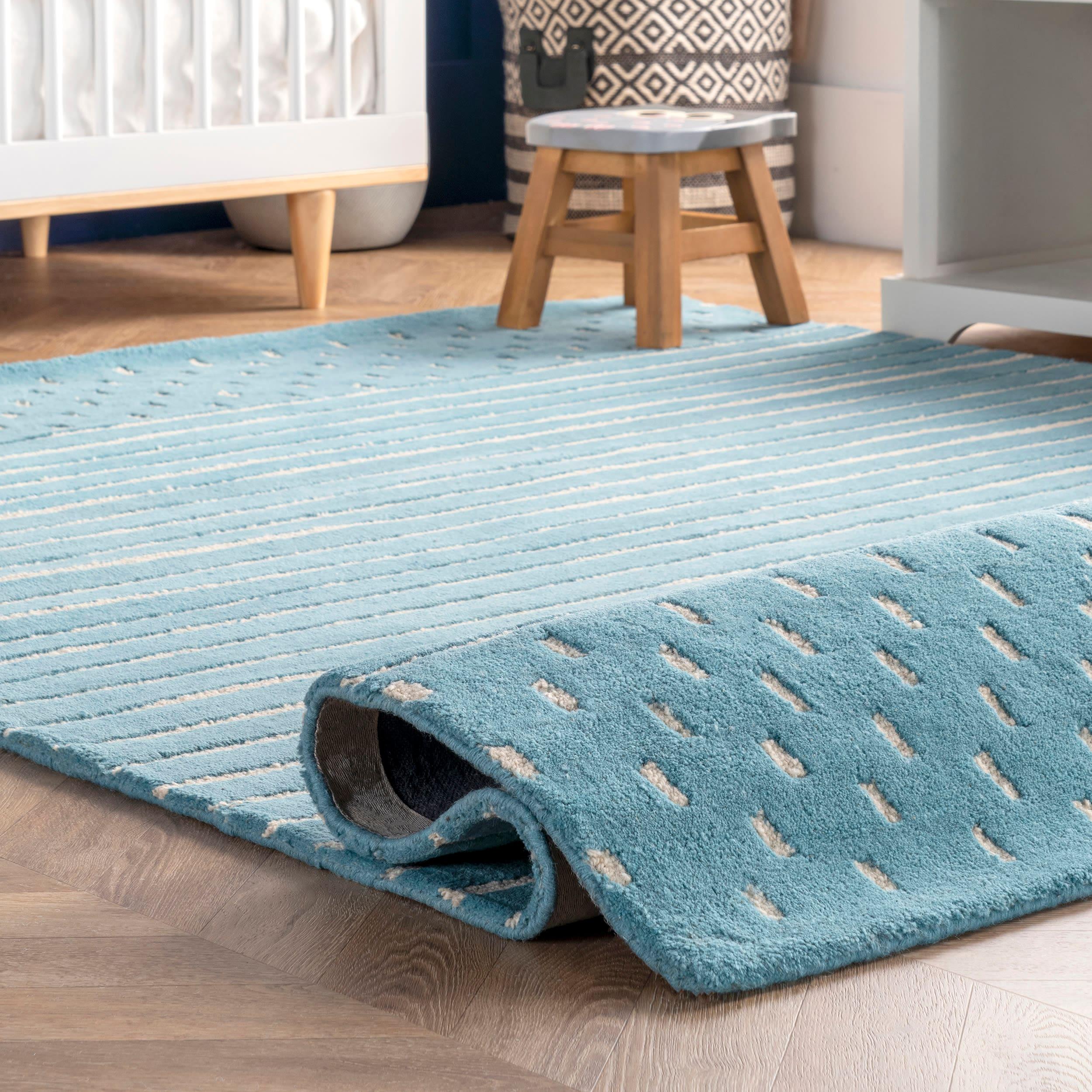 Nuloom Mandia Striped Wool Area Rug, 4' x 6', Baby Blue