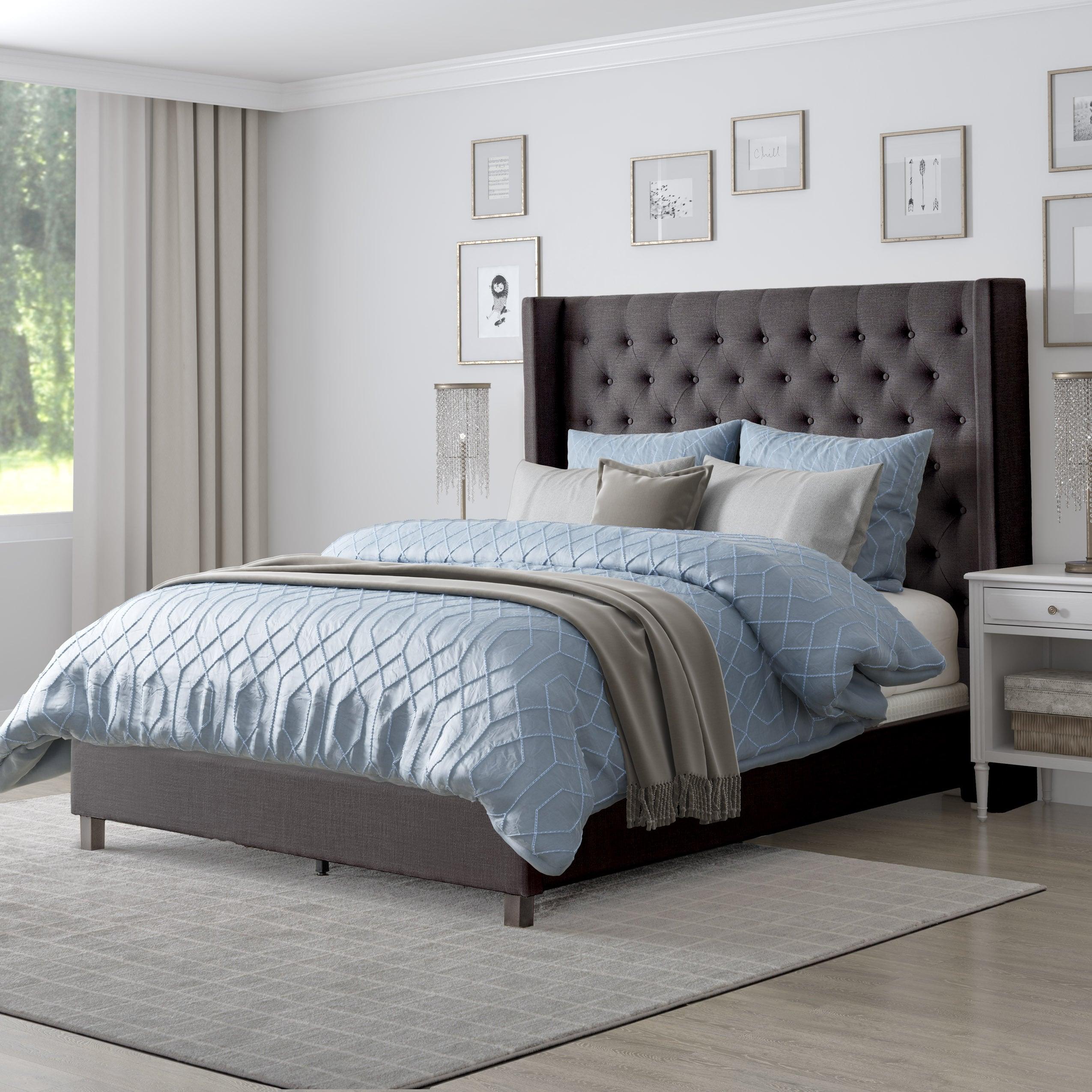 King Fairfield Fabric Tufted Bed with Wings - CorLiving