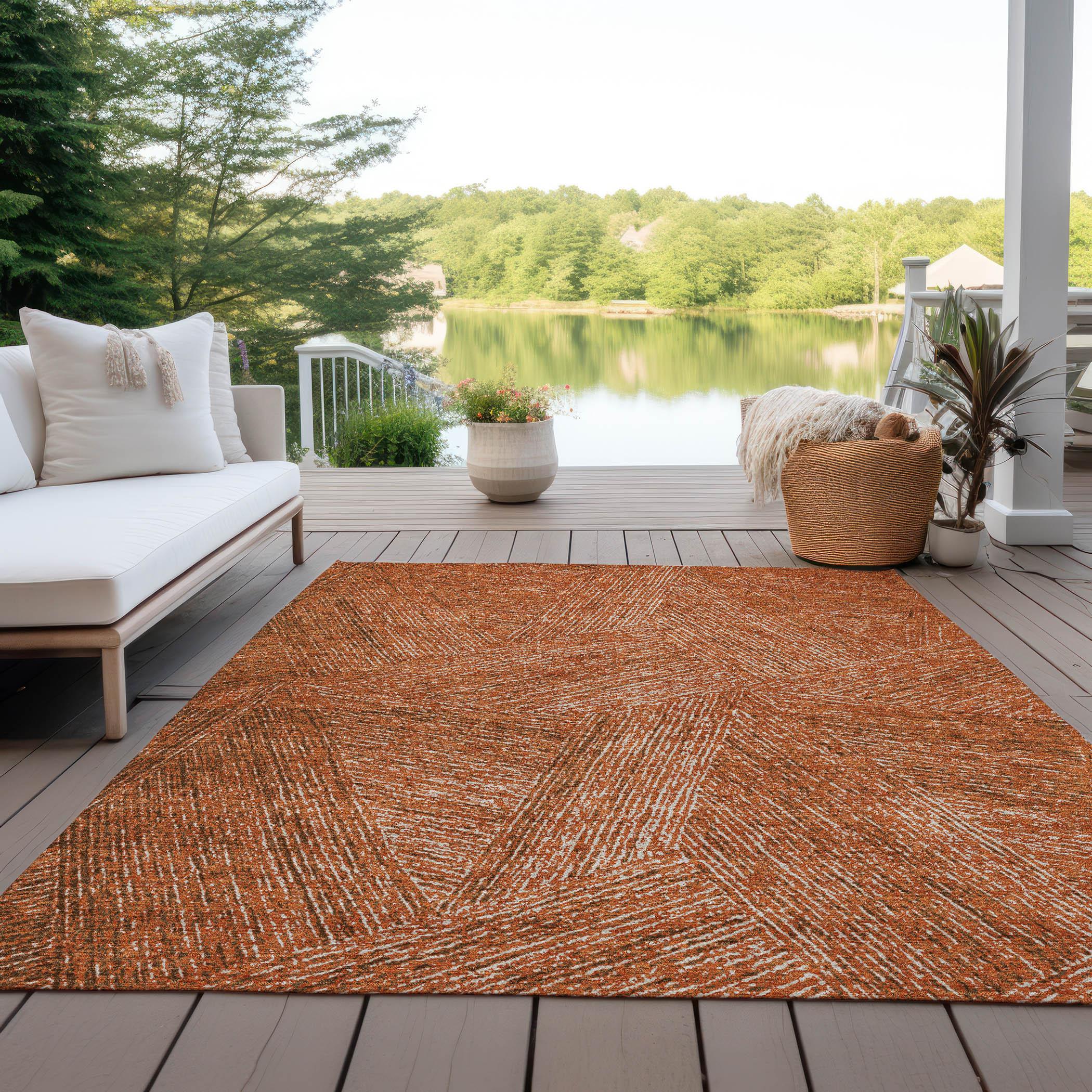 Addison Copper Rectangular Machine Washable Synthetic Rug