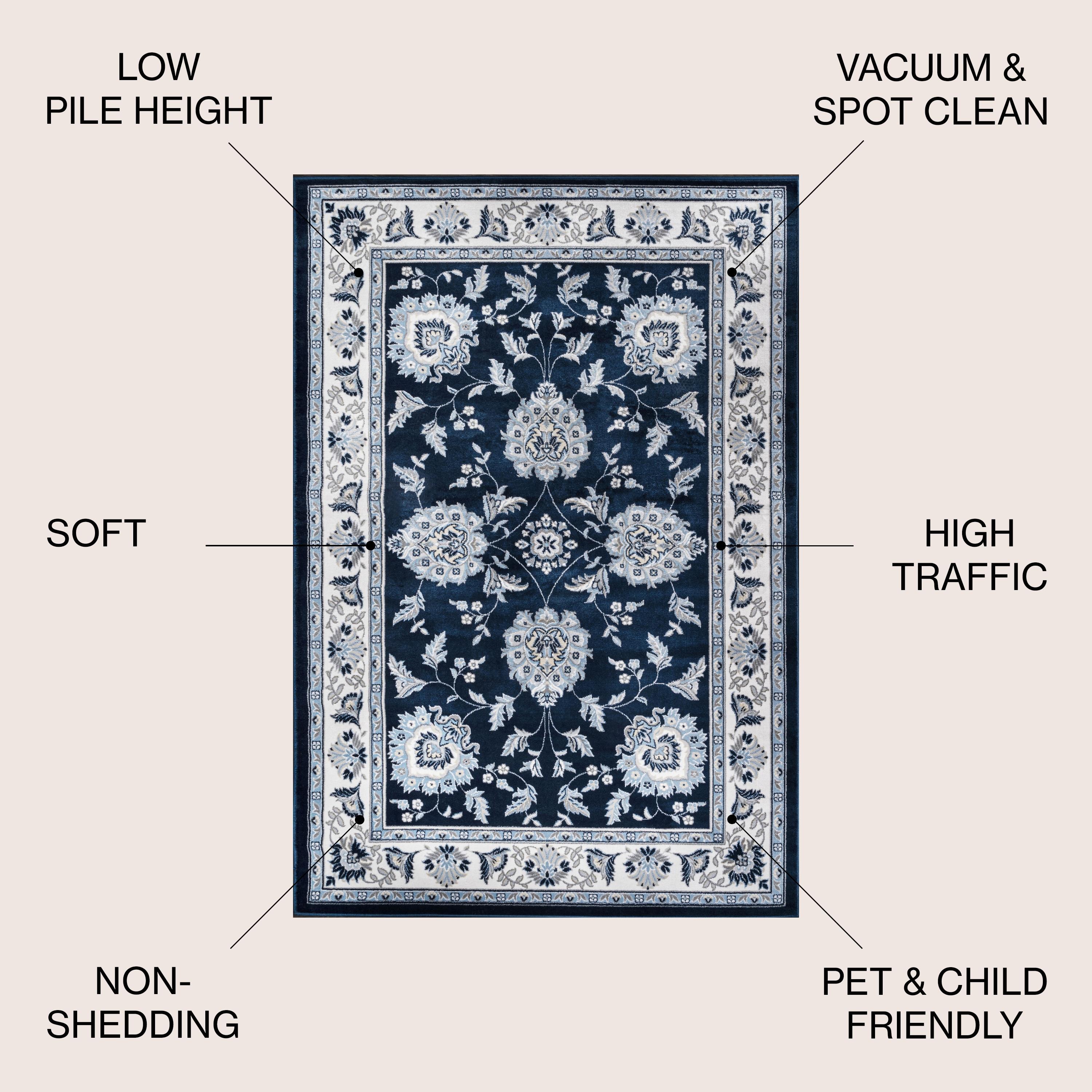 8'x10' Cherie French Cottage Area Rug, Navy/Ivory - JONATHAN Y