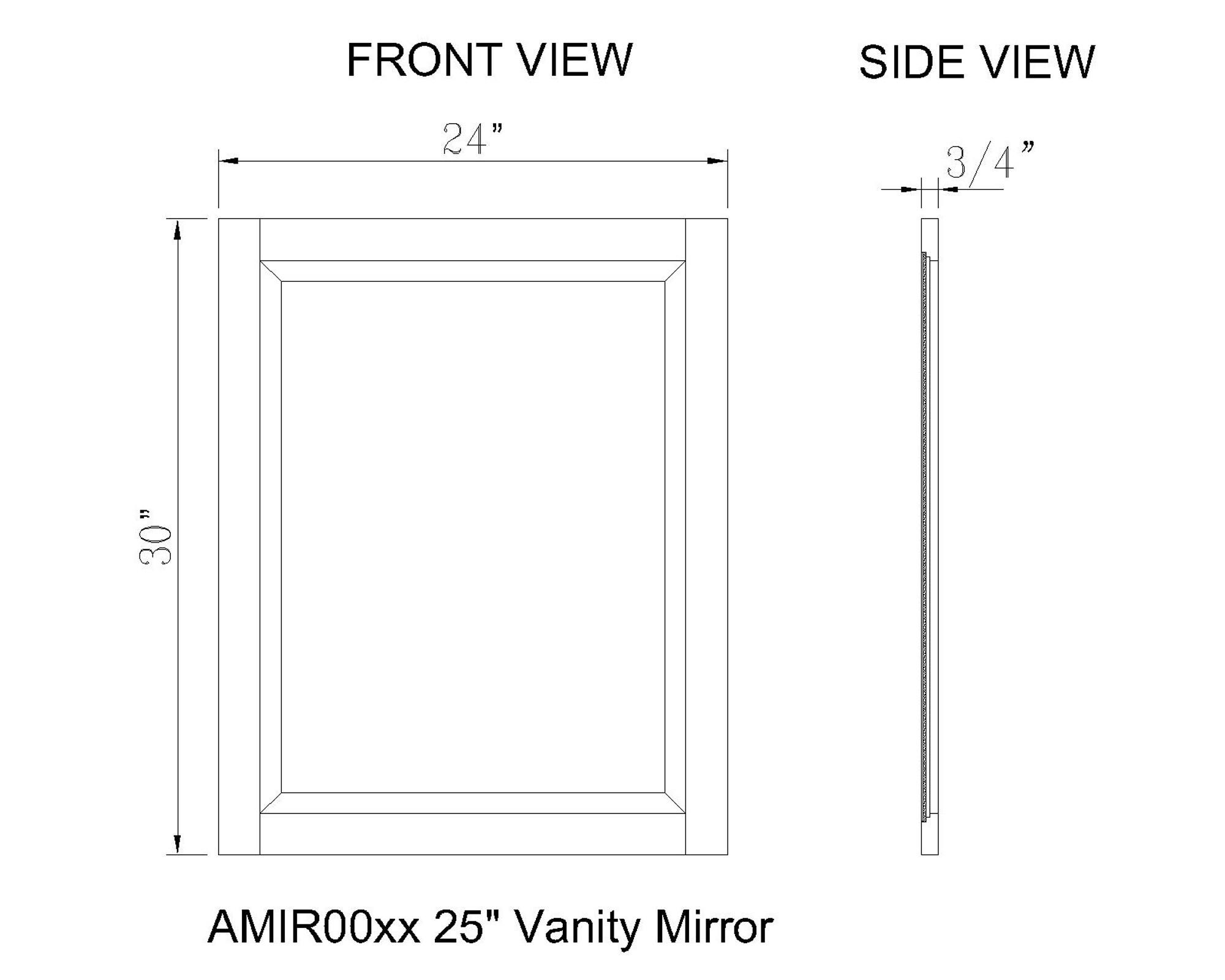 24" Beveled Bath Vanity Mirror, Gray