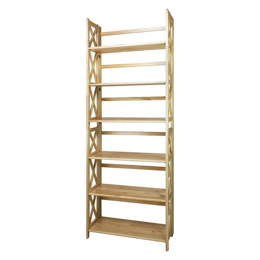 Natural Wood Montego 3-Shelf Stackable Bookcase with Doors