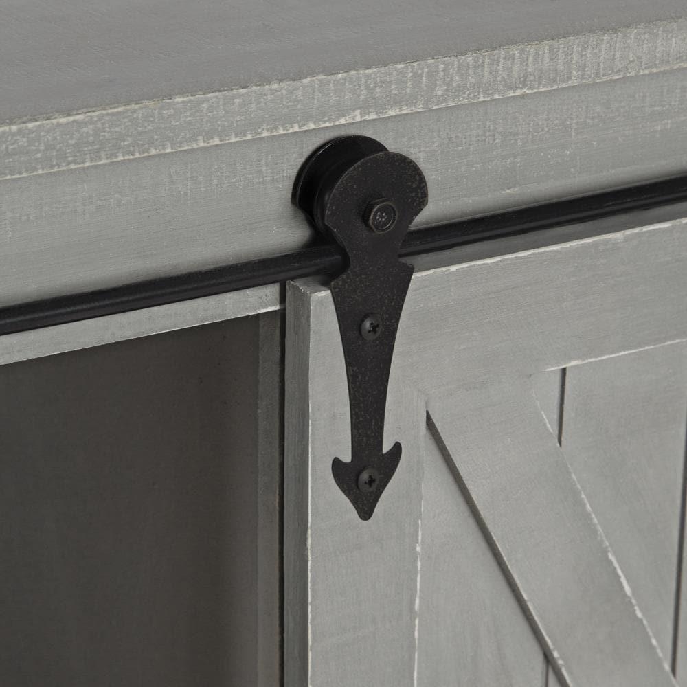 Kate and Laurel Cates Farmhouse Cabinet Wall Organizer with Sliding Barn Door and 3 Knobs, 18 x 8 x 20, Gray, Shabby-Chic Farmhouse-Inspired Mail and Key Holder for Wall