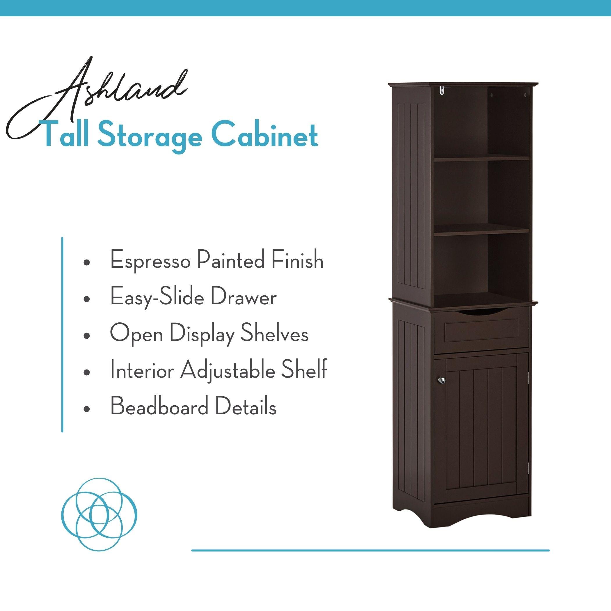 RiverRidge Home RiverRidge Ashland Tall Bathroom Storage Linen Cabinet and Organizer with Drawer and Shelves