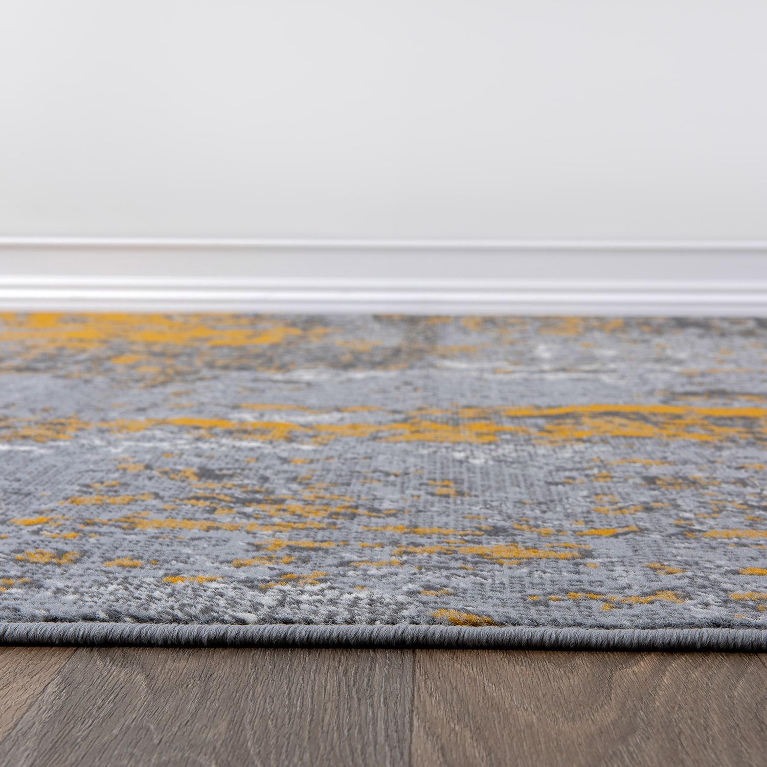 World Rug Gallery Modern Abstract Area Rug - Mustard  5'x7'