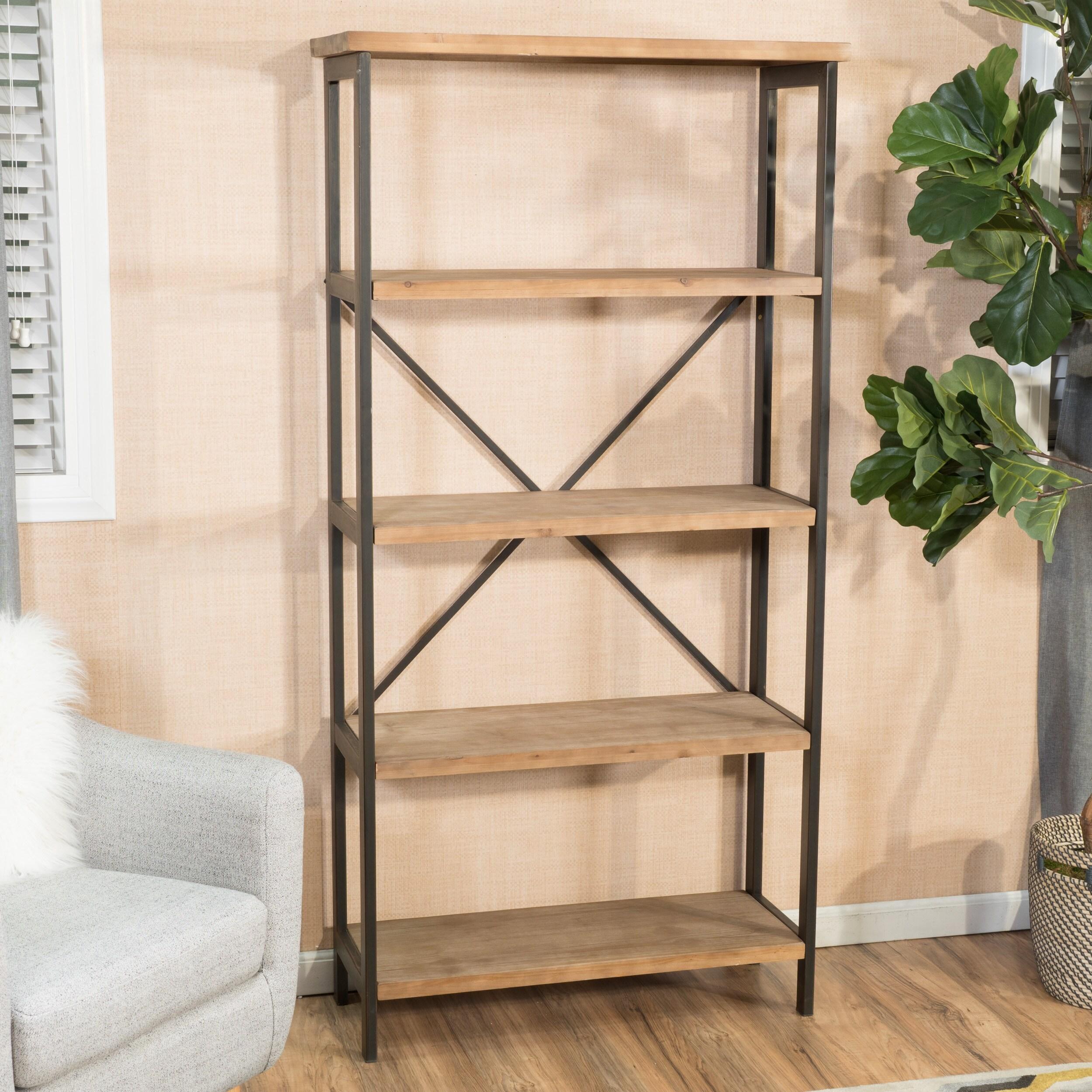 Christopher Knight Home Perth 68.5" 5-Shelf Industrial Bookcase Antique: Metal & Wood, 250lbs Capacity