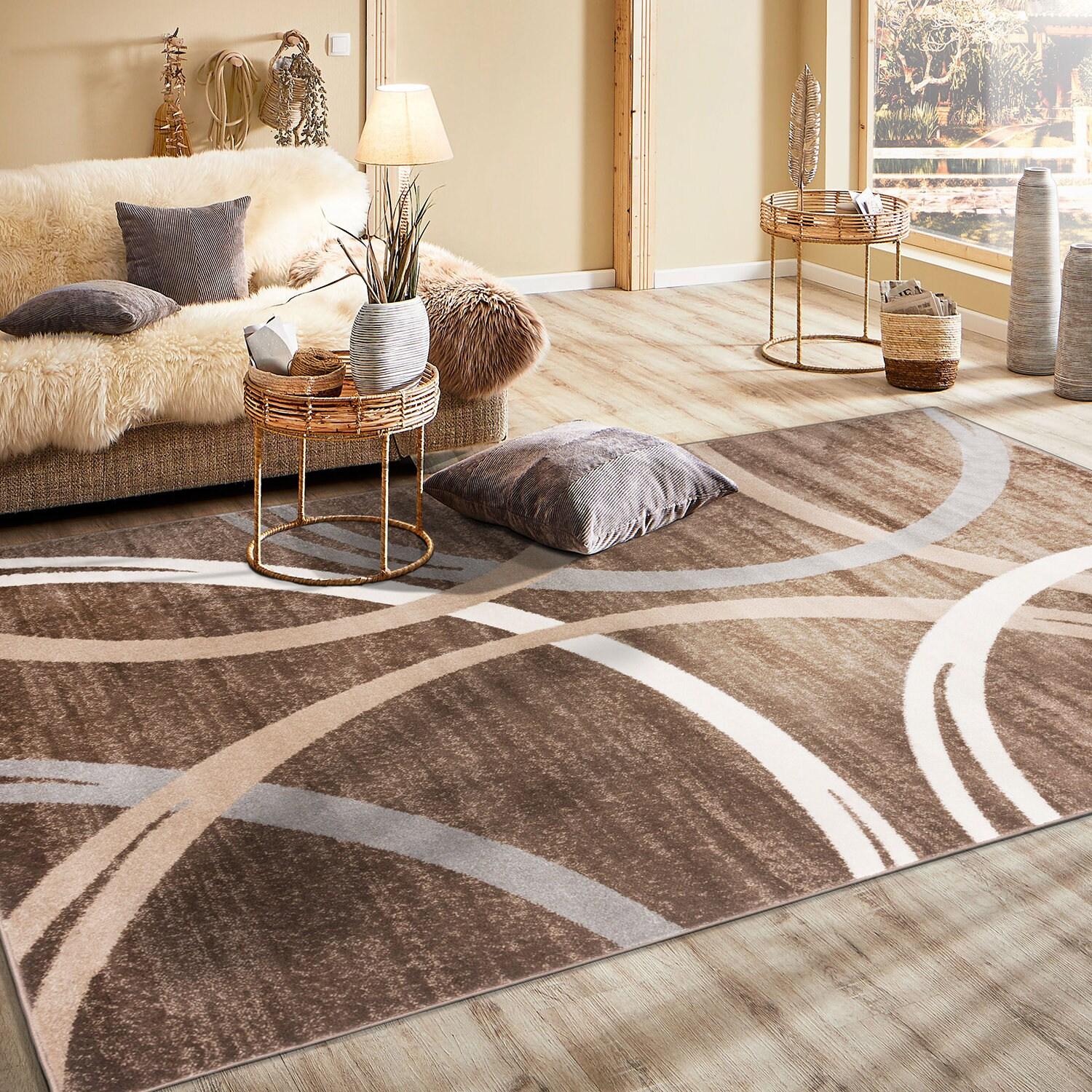 World Rug Gallery Contemporary Abstract Circles Design Brown 5'3" x 7'3" Area Rug