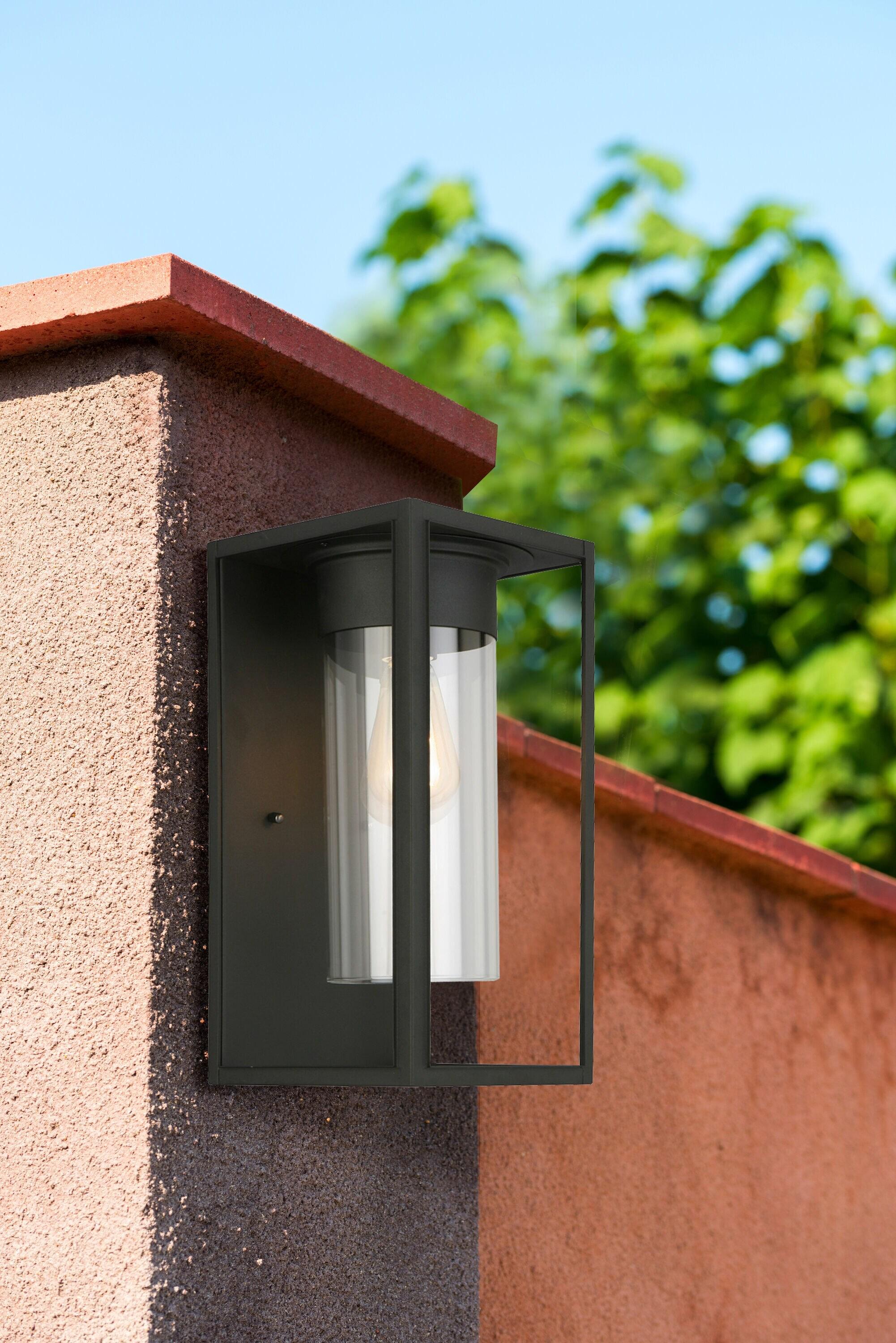 1-Light Outdoor Wall Sconce Modern Dimmable LED Waterproof Indoor/Outdoor Wall Lantern with Clear Glass, Black,Matte Black