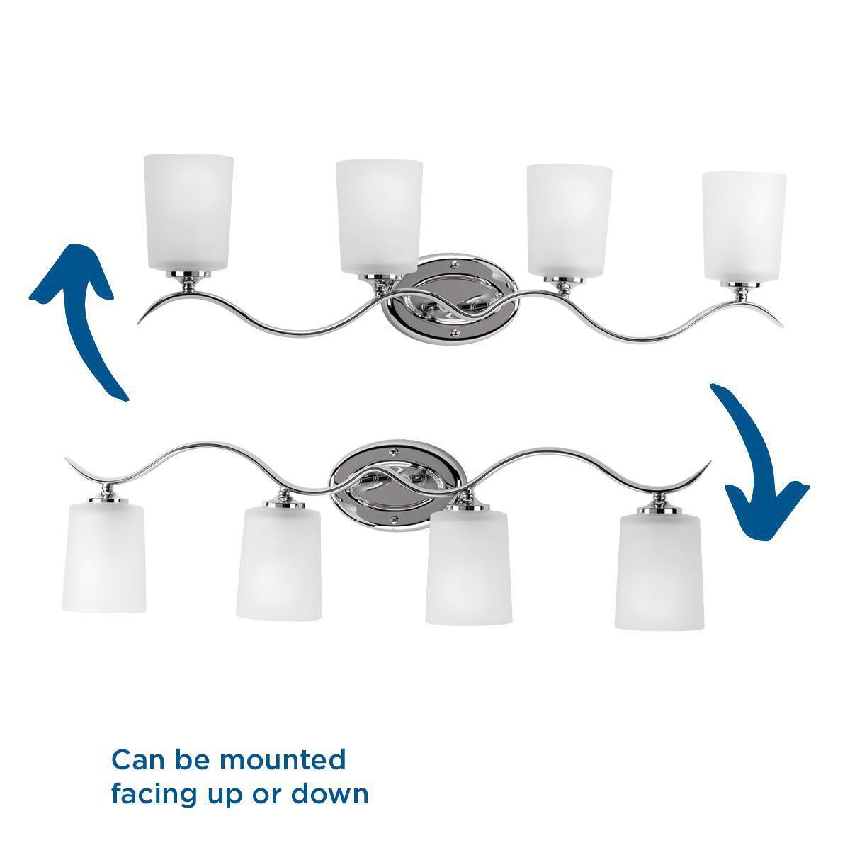 Progress Lighting Inspire 4-Light Wall Sconce, Polished Chrome, Etched Glass Shades