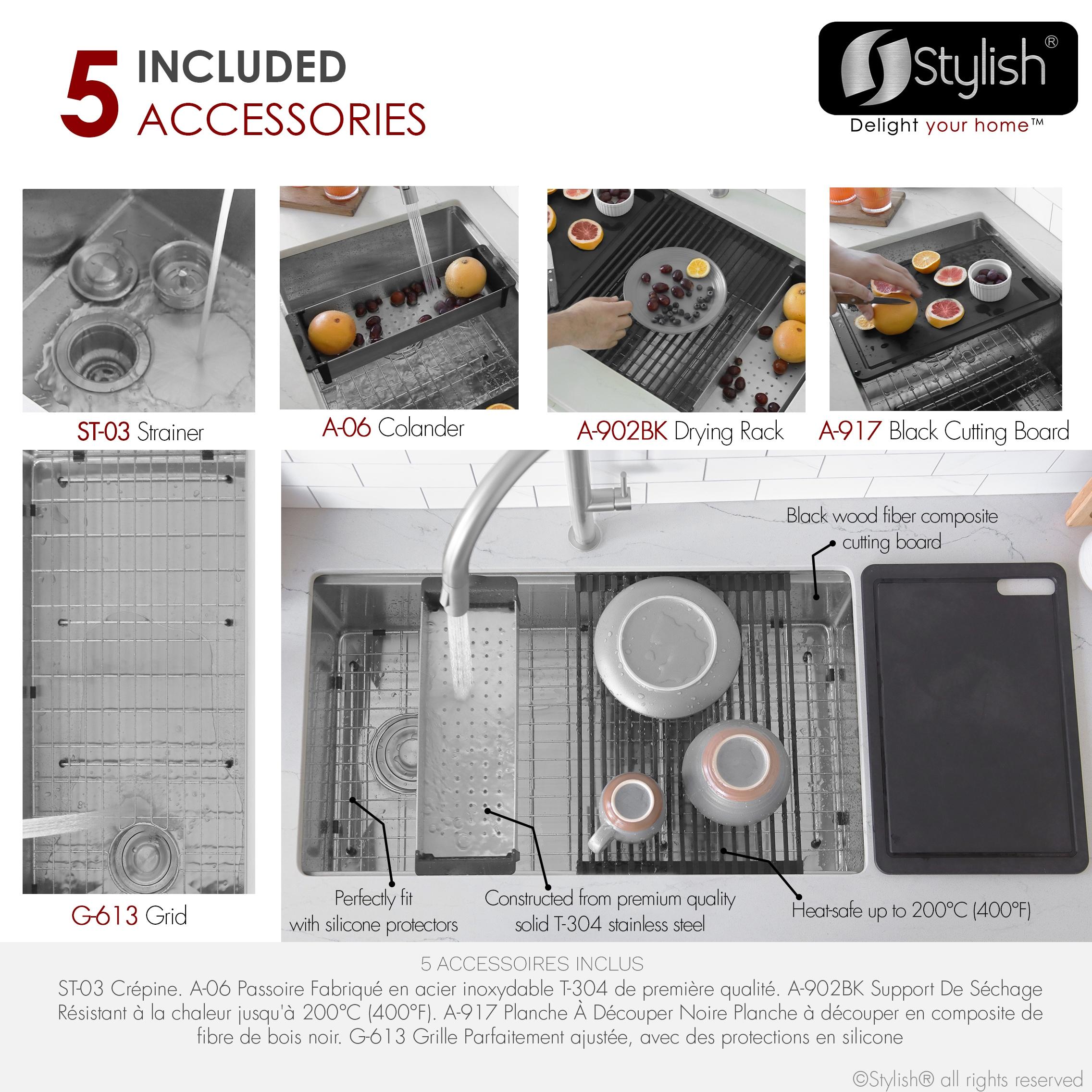 Stylish Versa33 Undermount 33" Workstation 16-gauge Single-Bowl Kitchen Sink